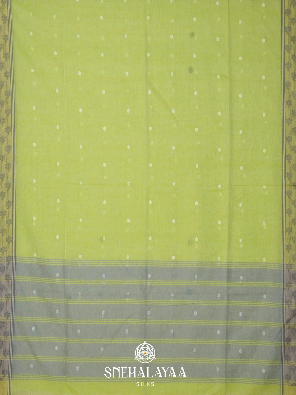Chartreuse Green Khadi Cotton Saree