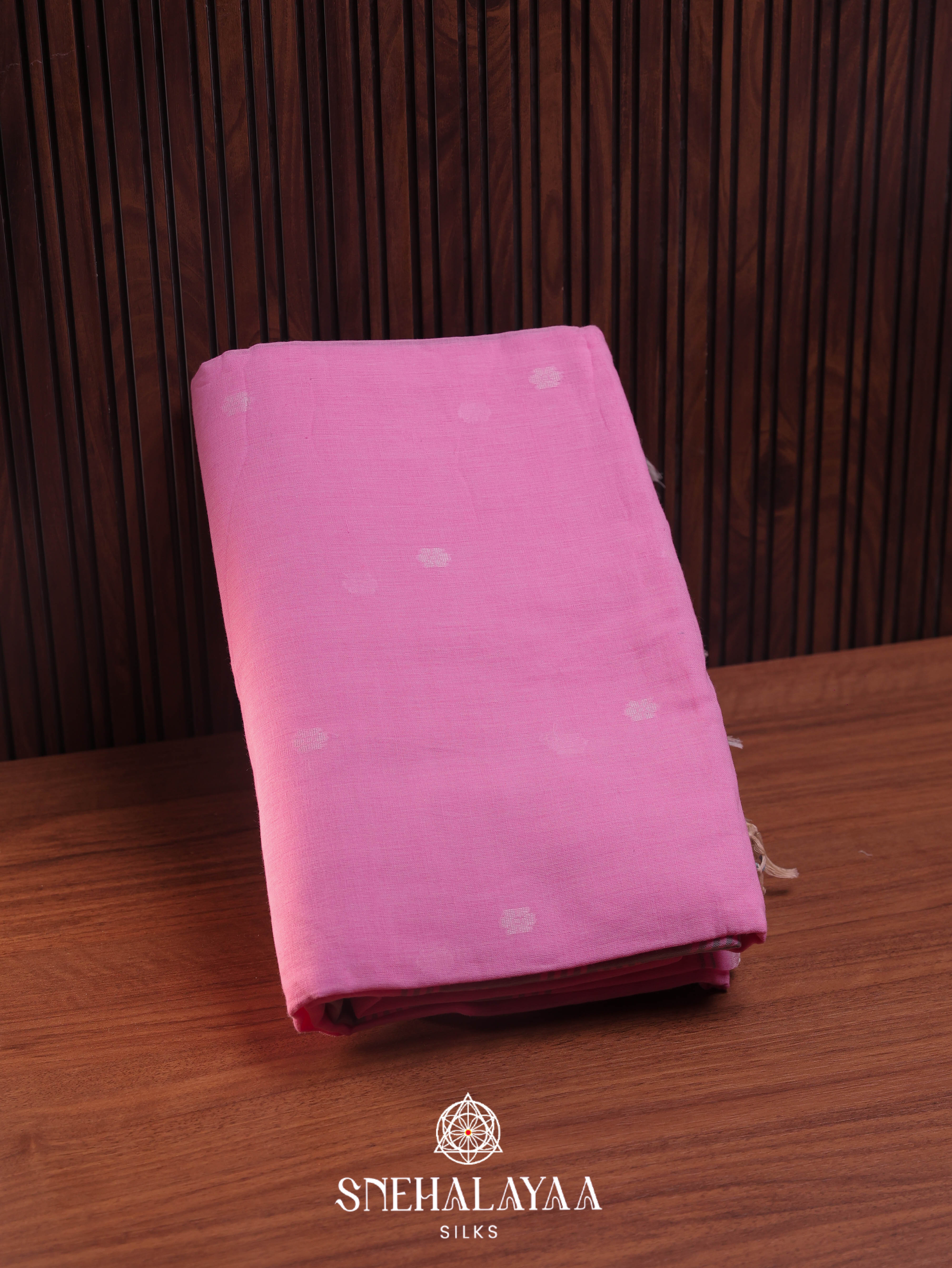 Pink Khadi Cotton Saree