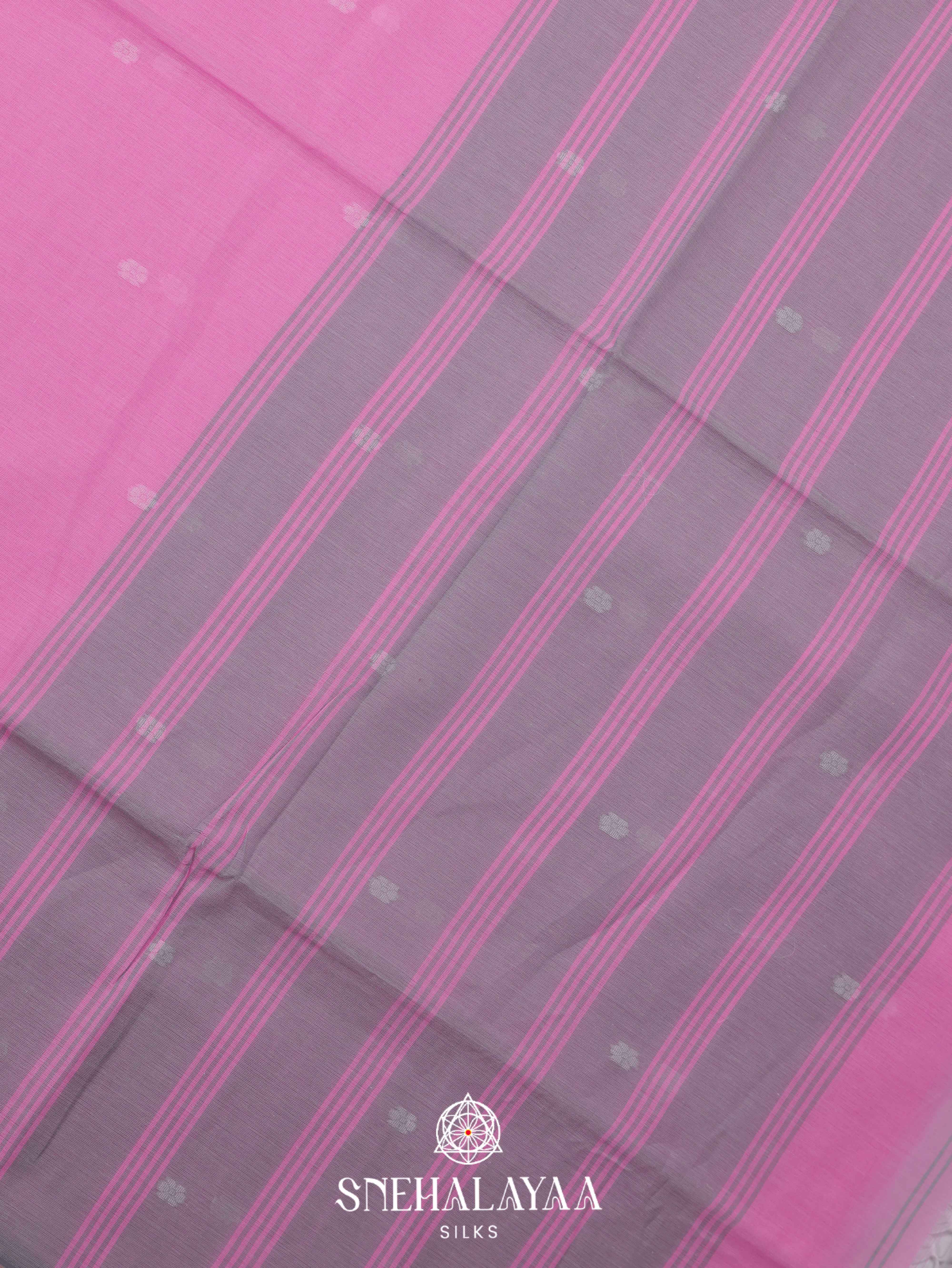Pink Khadi Cotton Saree