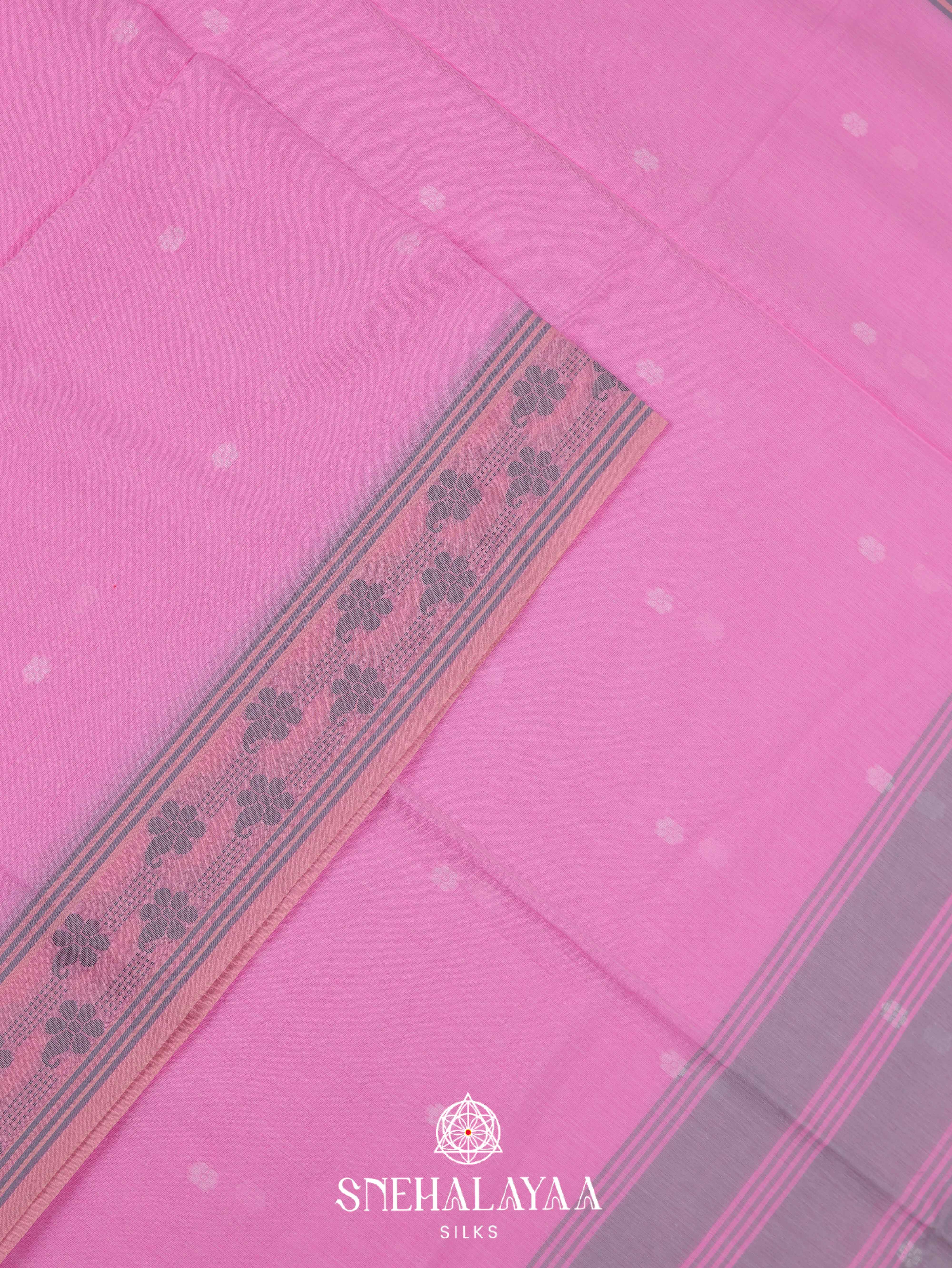 Pink Khadi Cotton Saree