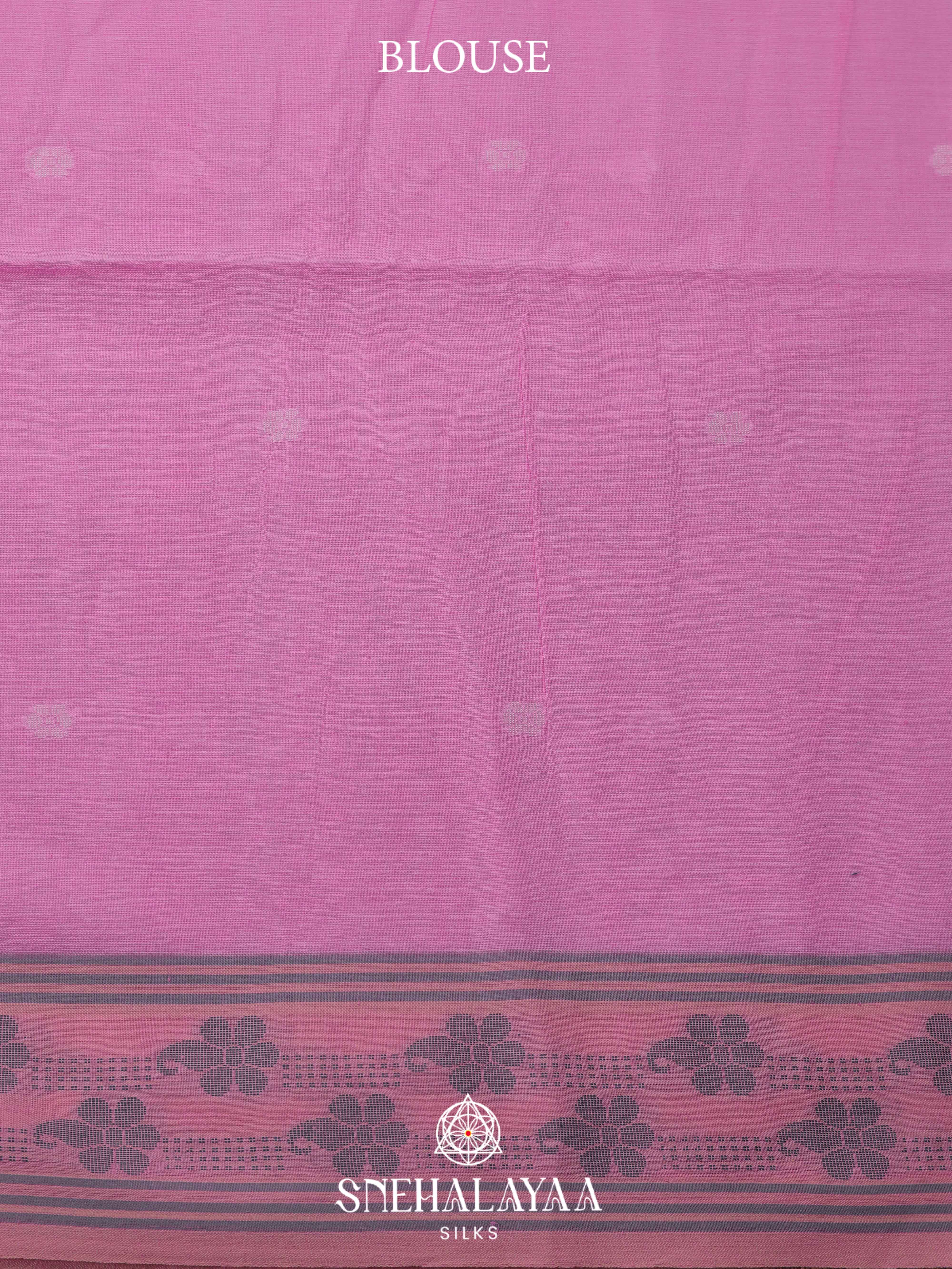 Pink Khadi Cotton Saree