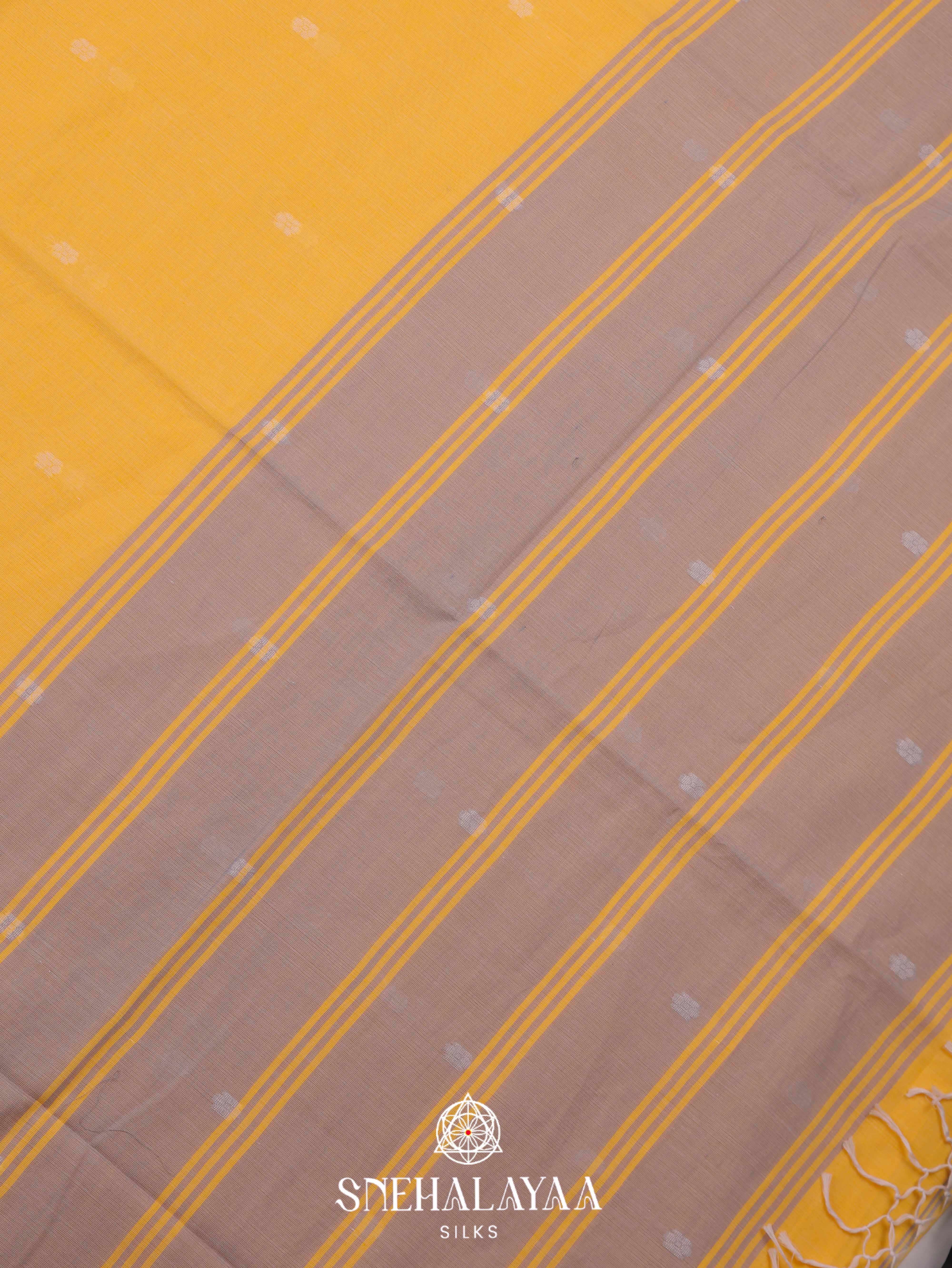 Yellow  Khadi Cotton Saree