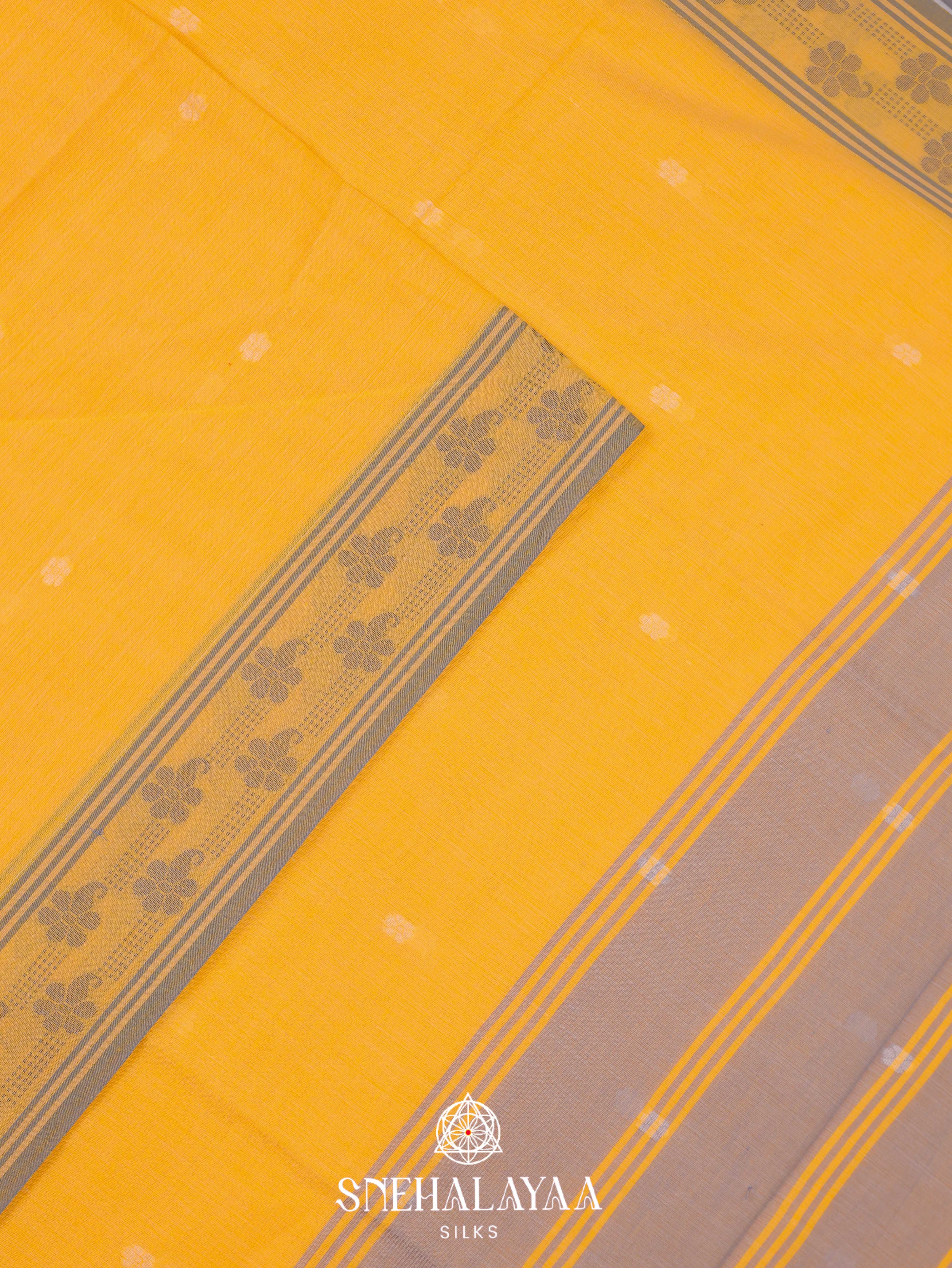 Yellow  Khadi Cotton Saree