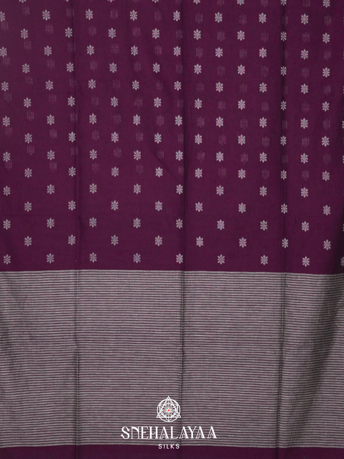 Wine Khadi Cotton Saree