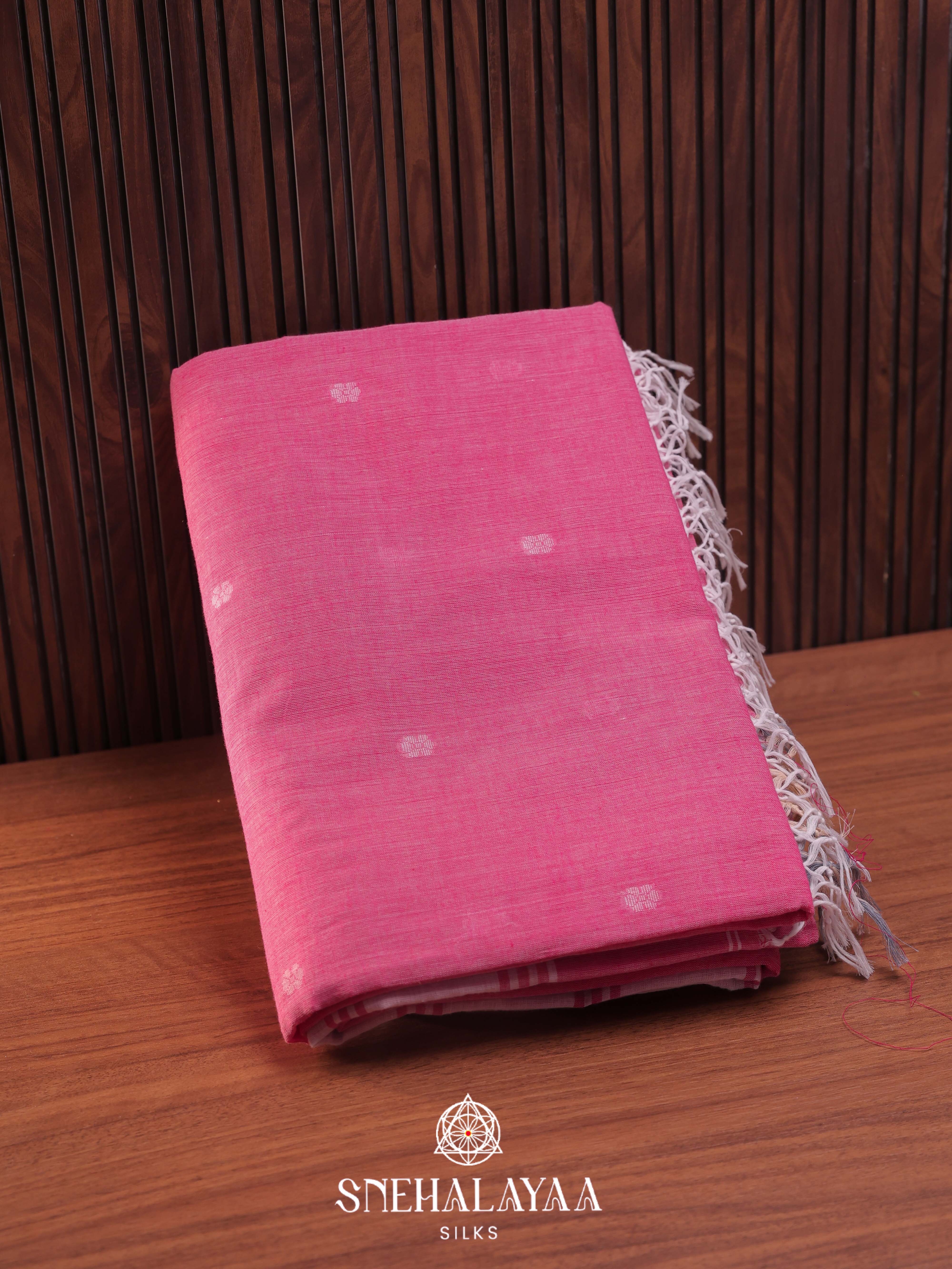 Pink Khadi Cotton Saree