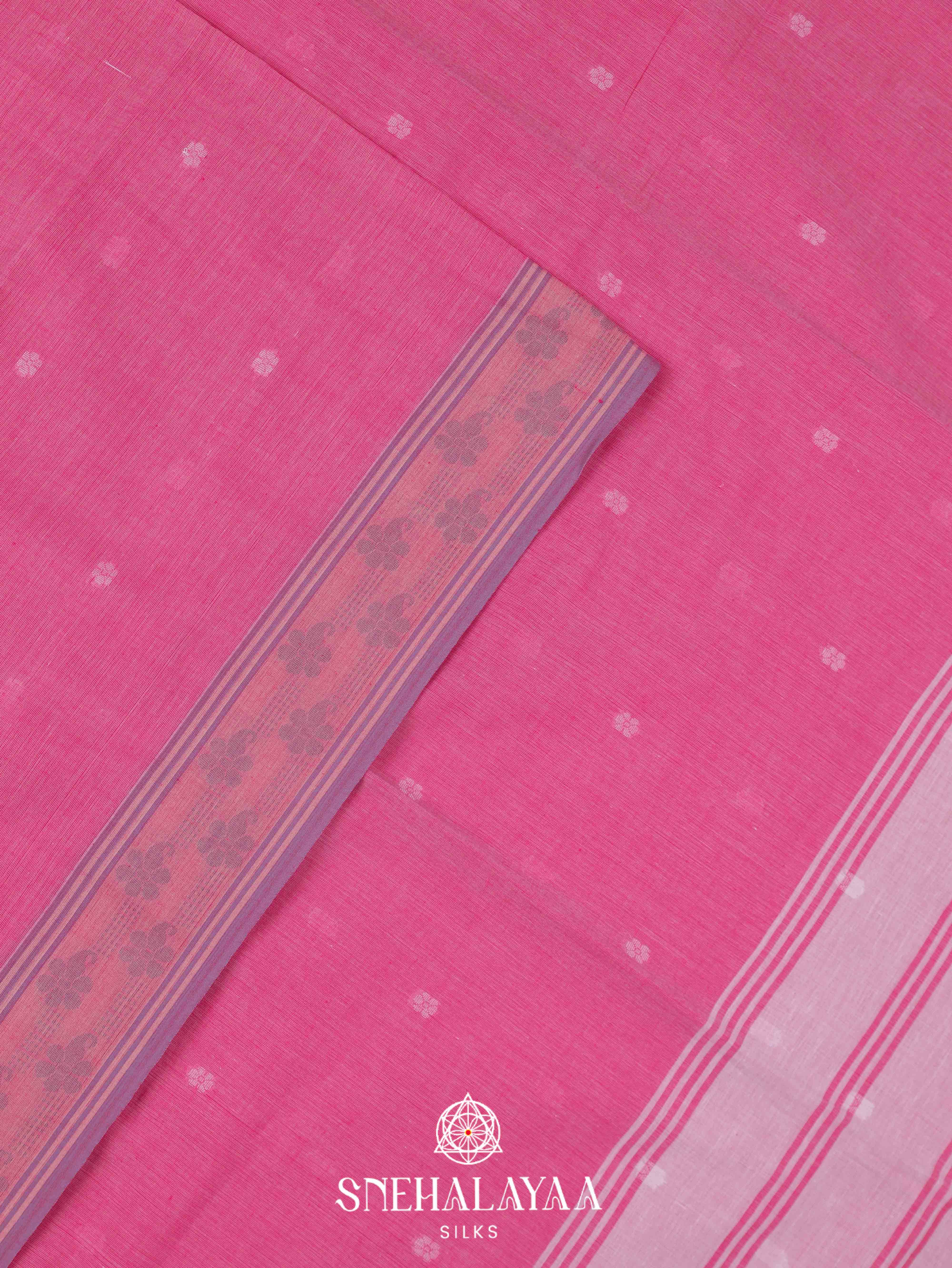 Pink Khadi Cotton Saree
