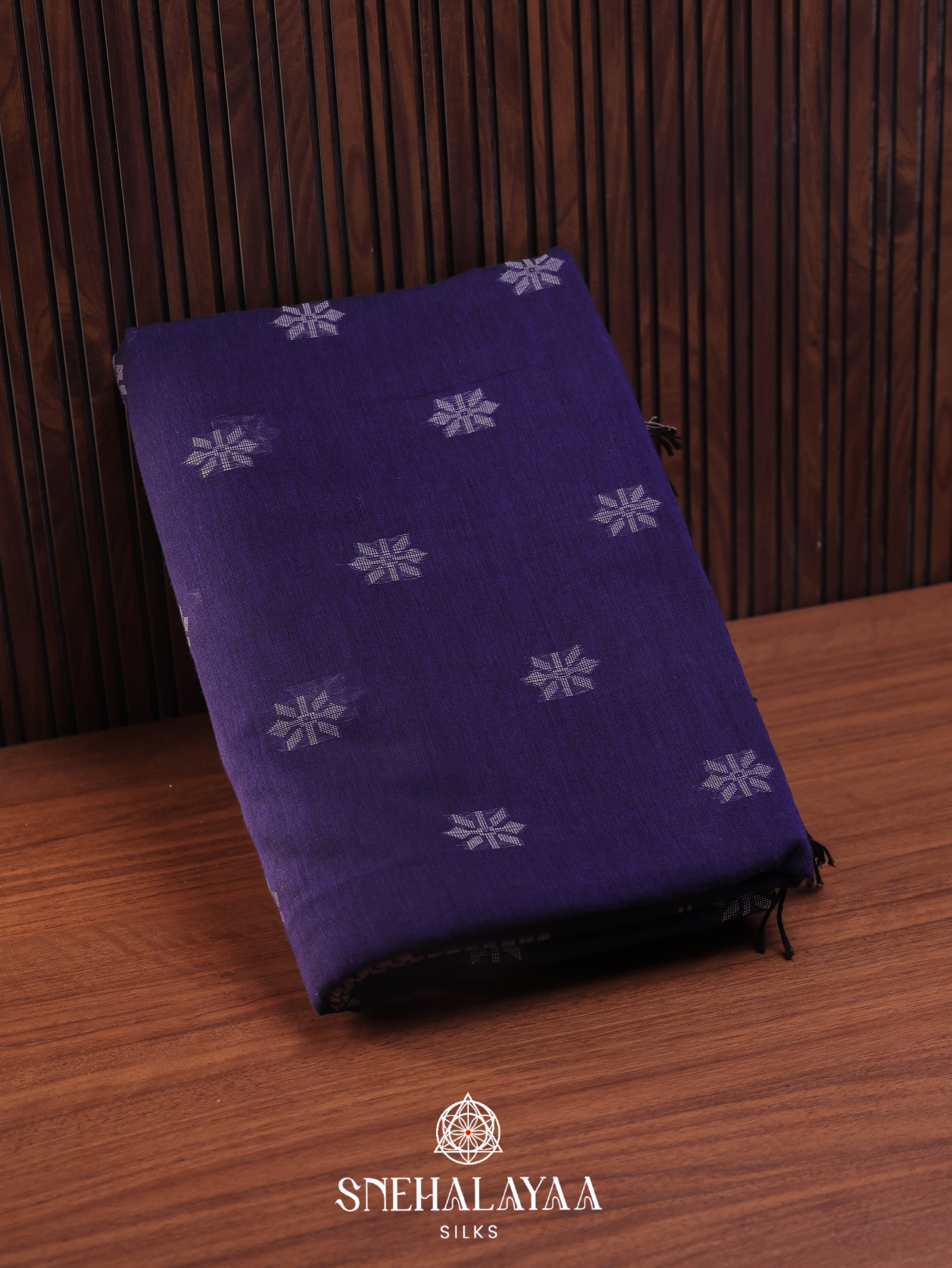 Blue Khadi Cotton Saree