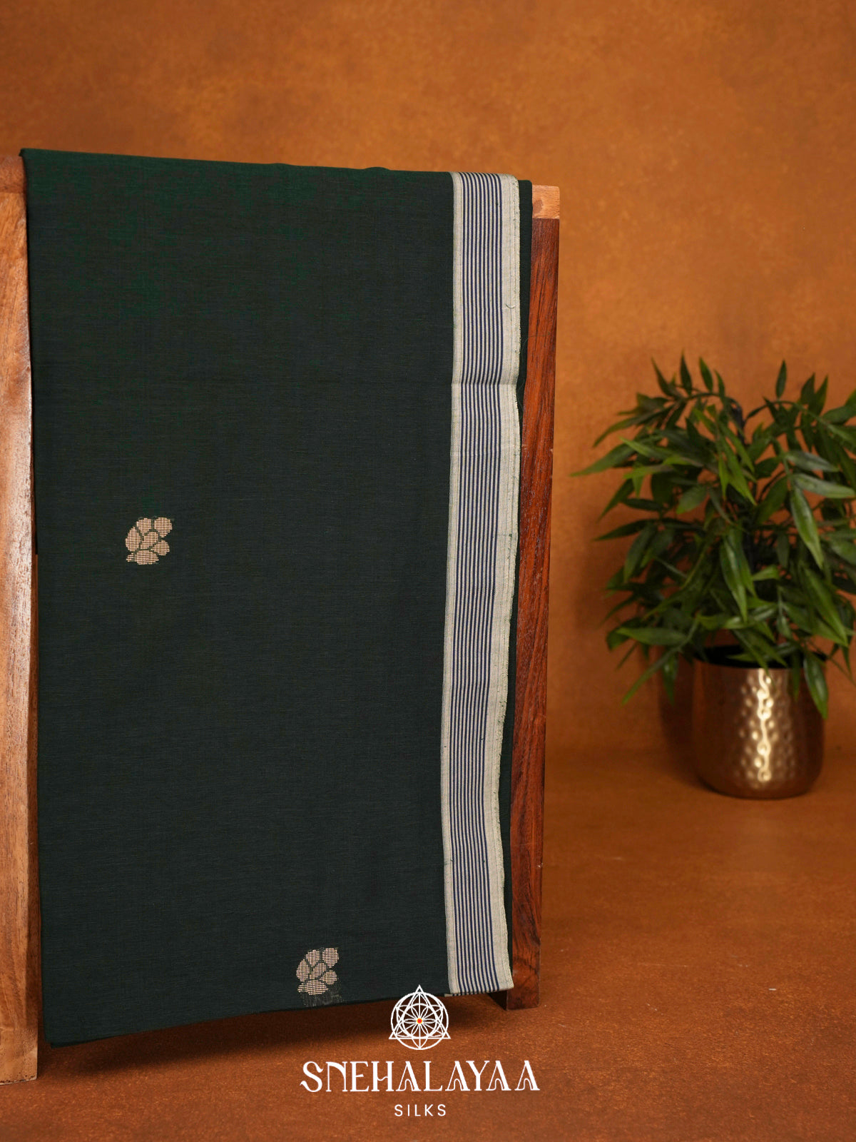 Forest Green Khadi Cotton Saree