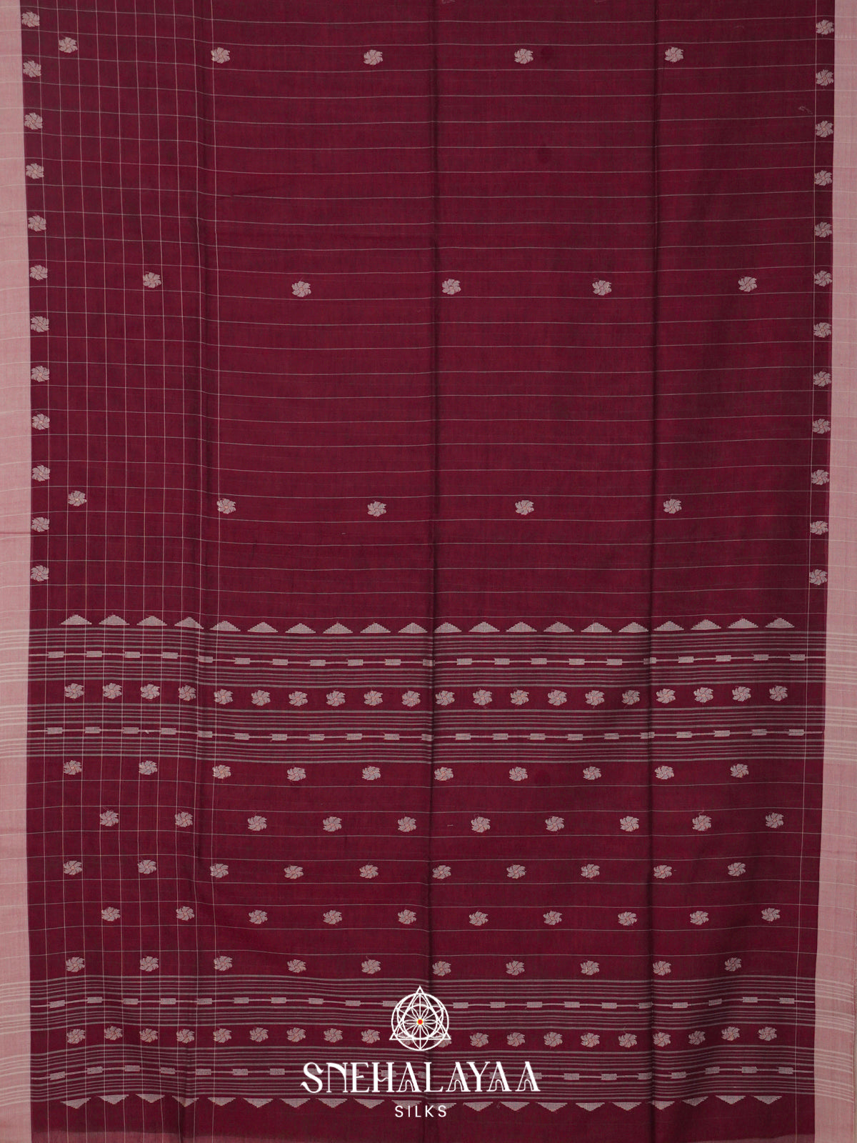 Maroon Khadi Cotton Saree