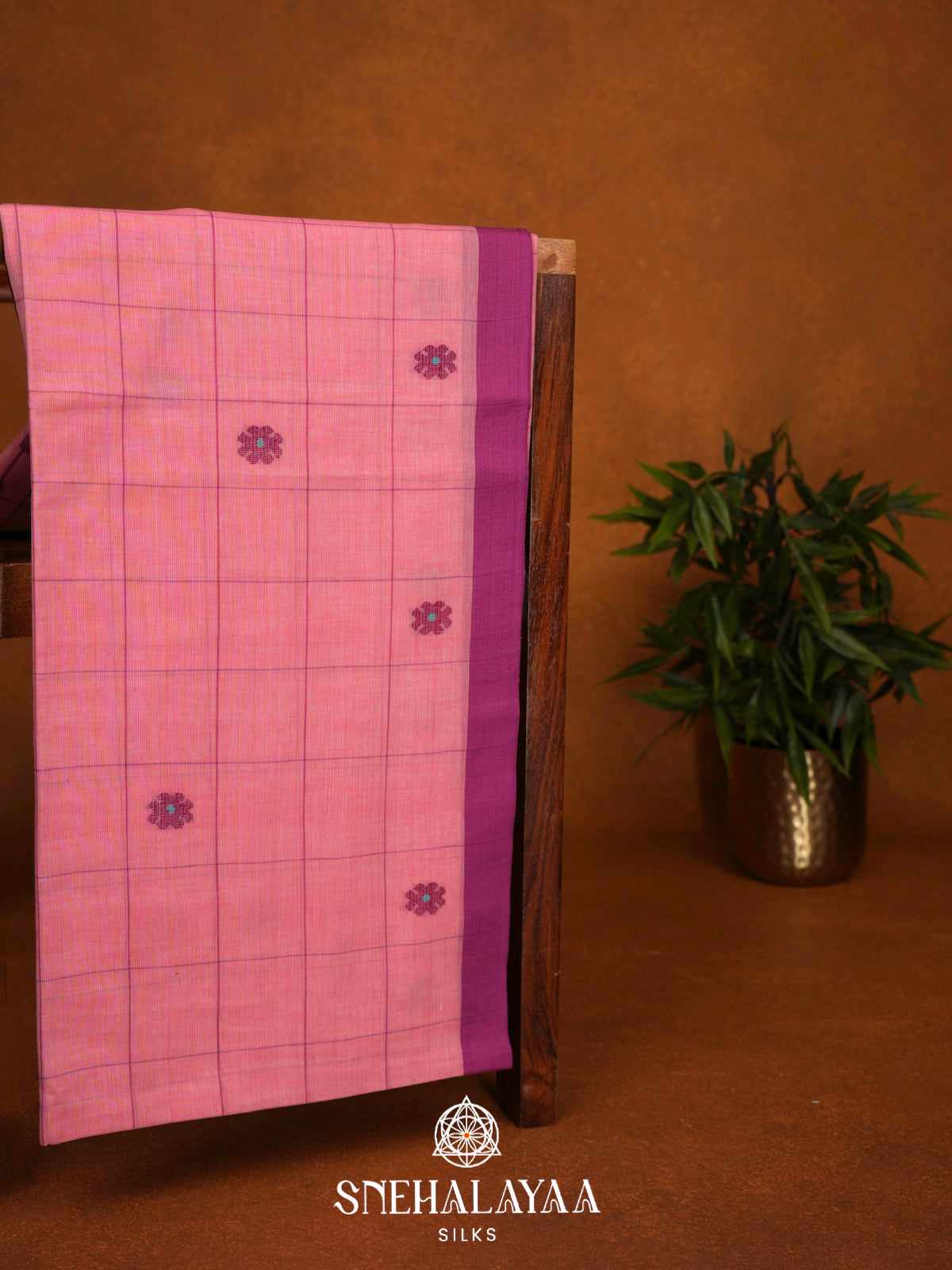 Pink Khadi Cotton Saree