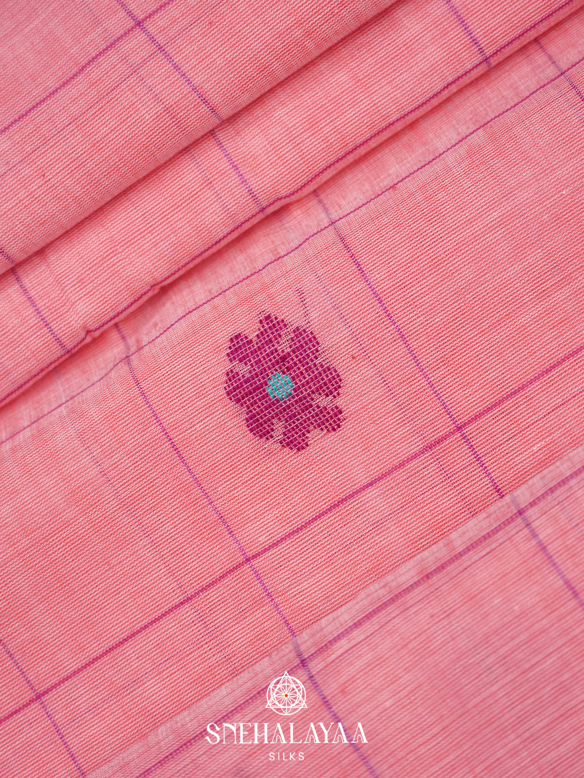 Pink Khadi Cotton Saree