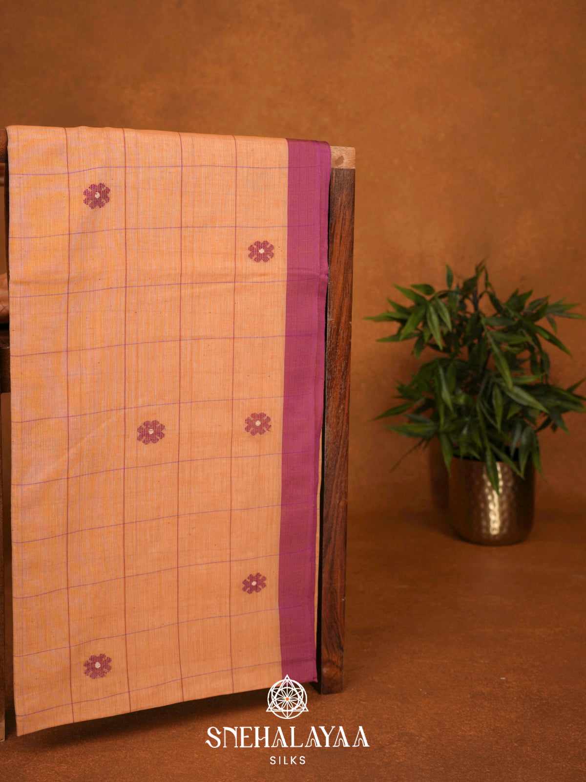 Peach Khadi Cotton Saree
