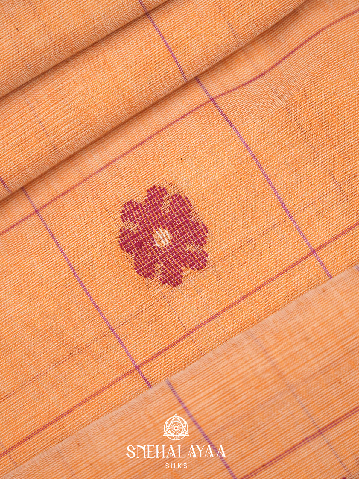 Peach Khadi Cotton Saree