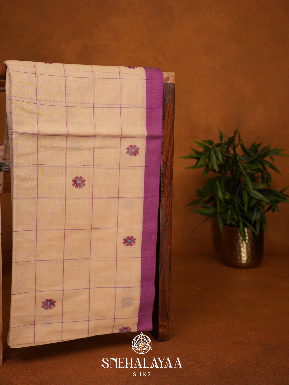 Cream Khadi Cotton Saree