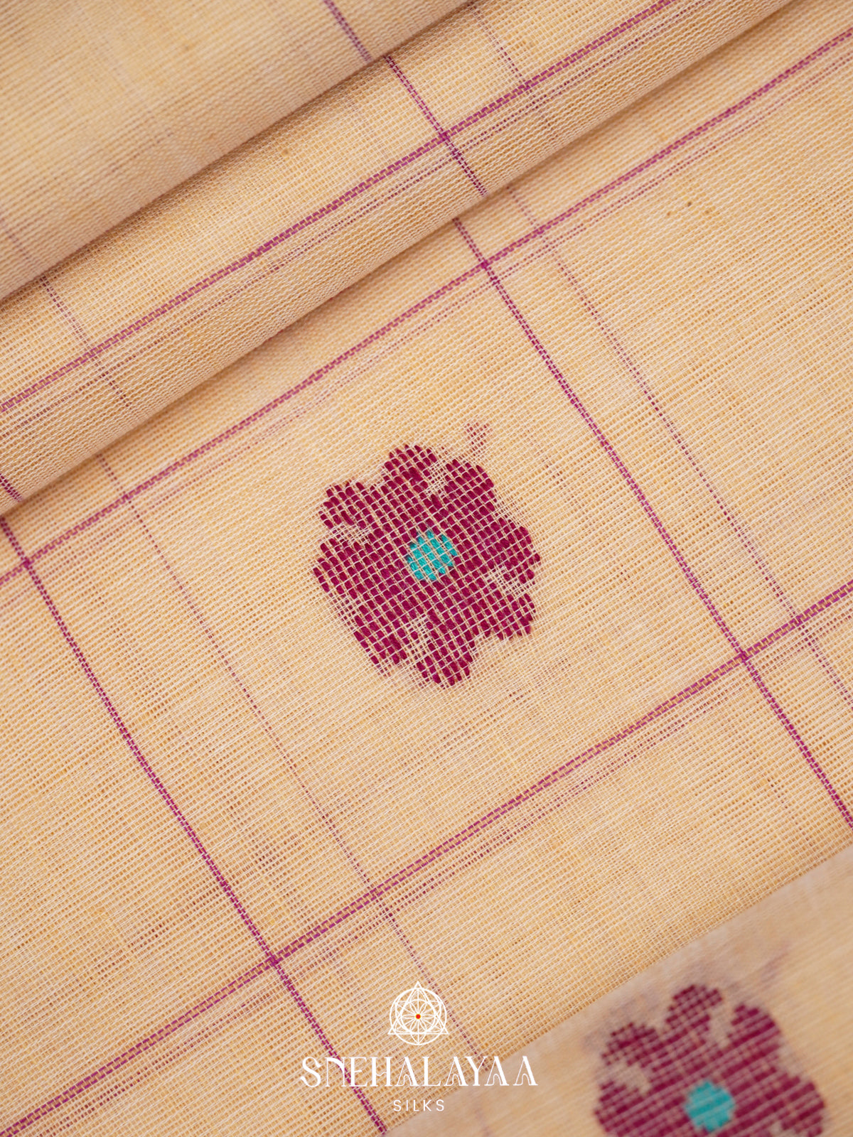 Cream Khadi Cotton Saree
