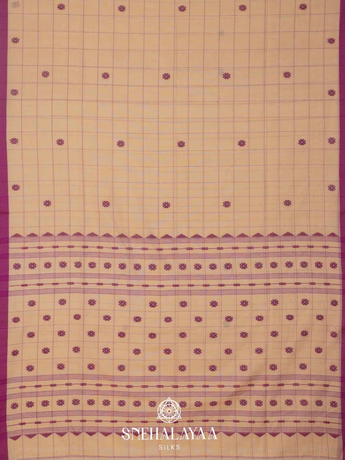 Cream Khadi Cotton Saree