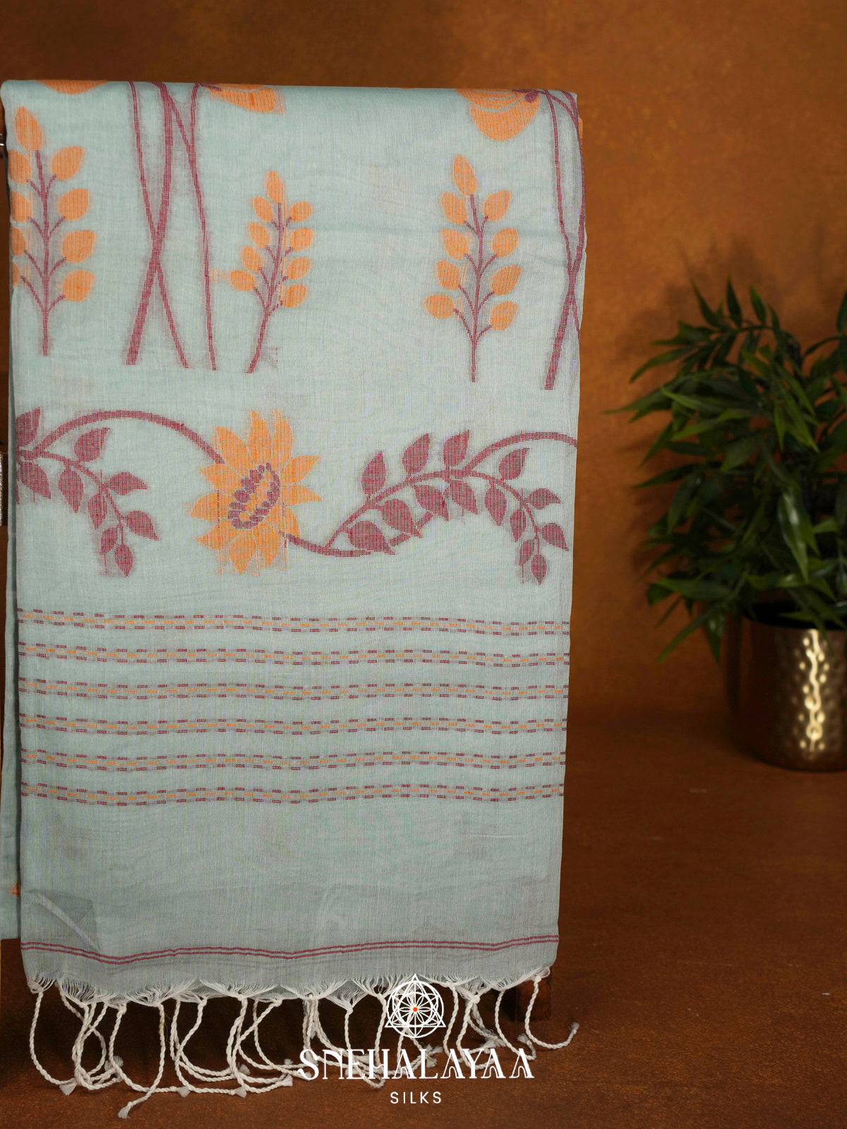 Mint Blue  Bengal Cotton Saree