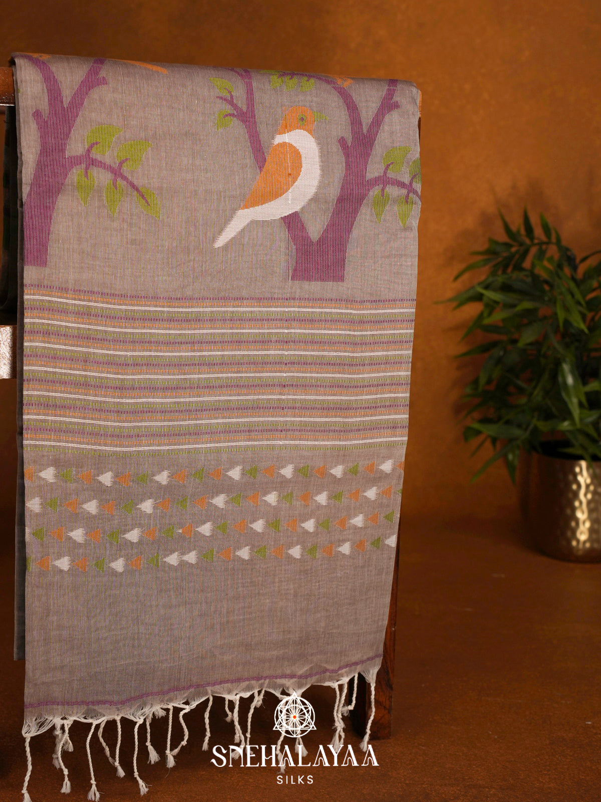 Brown  Bengal Cotton Saree