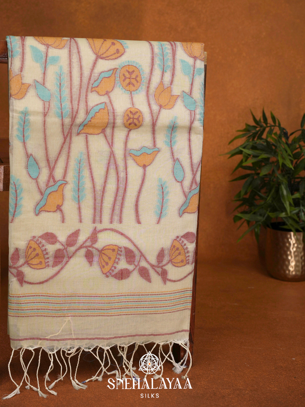 Pale Yellow  Bengal Cotton Saree
