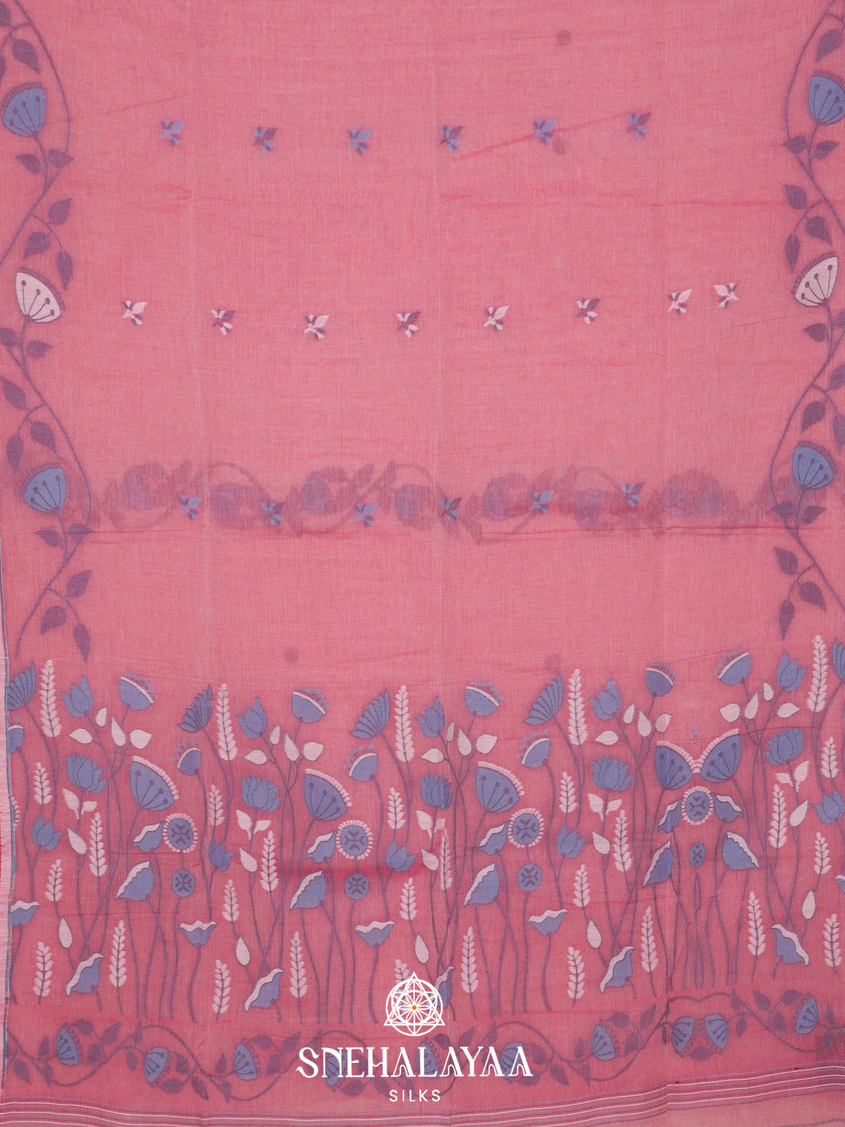 Pink  Bengal Cotton Saree