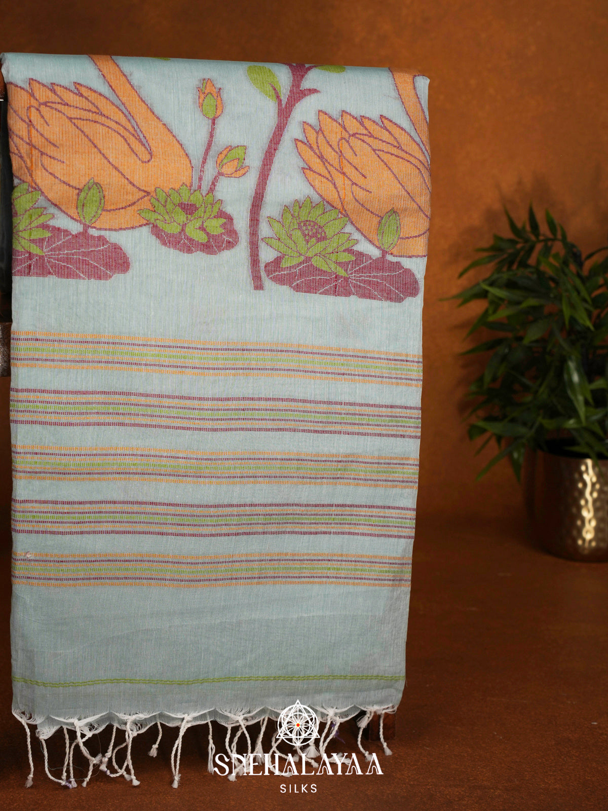 Mint Blue  Bengal Cotton Saree