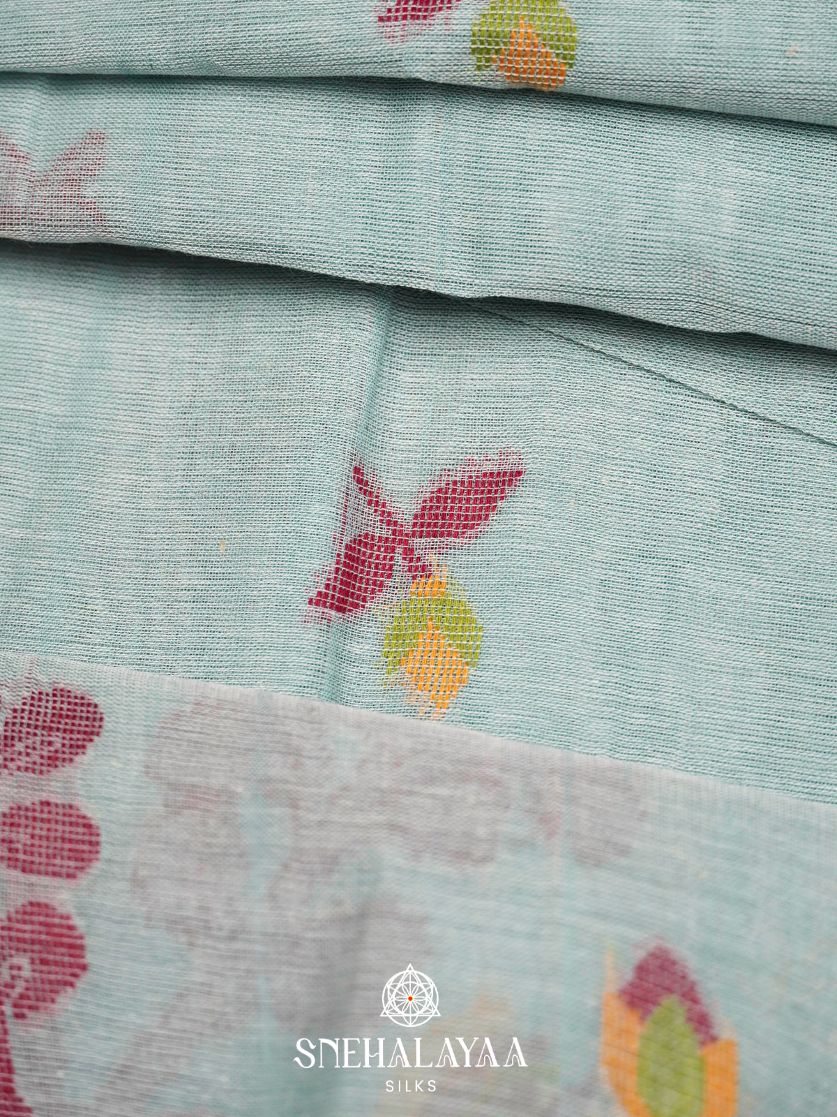 Mint Blue  Bengal Cotton Saree