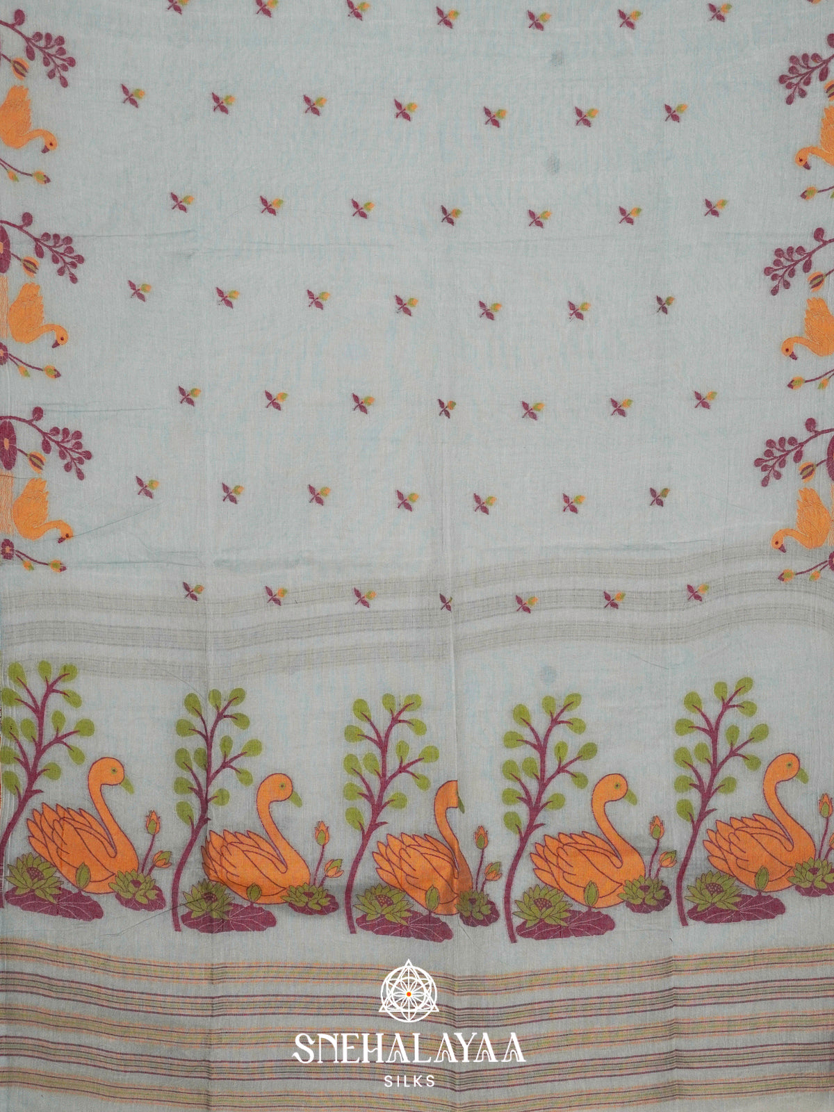 Mint Blue  Bengal Cotton Saree