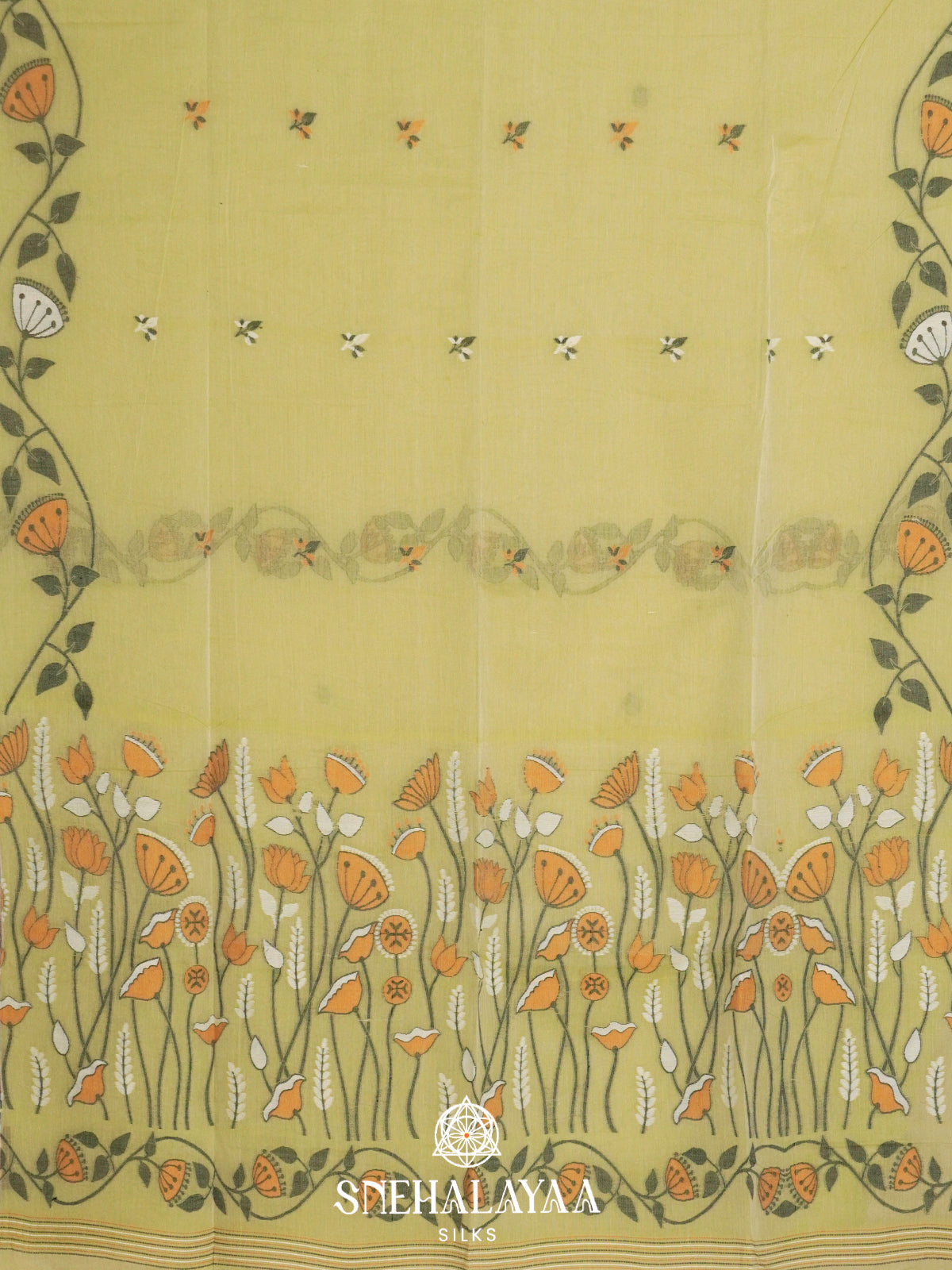 Yellow  Bengal Cotton Saree