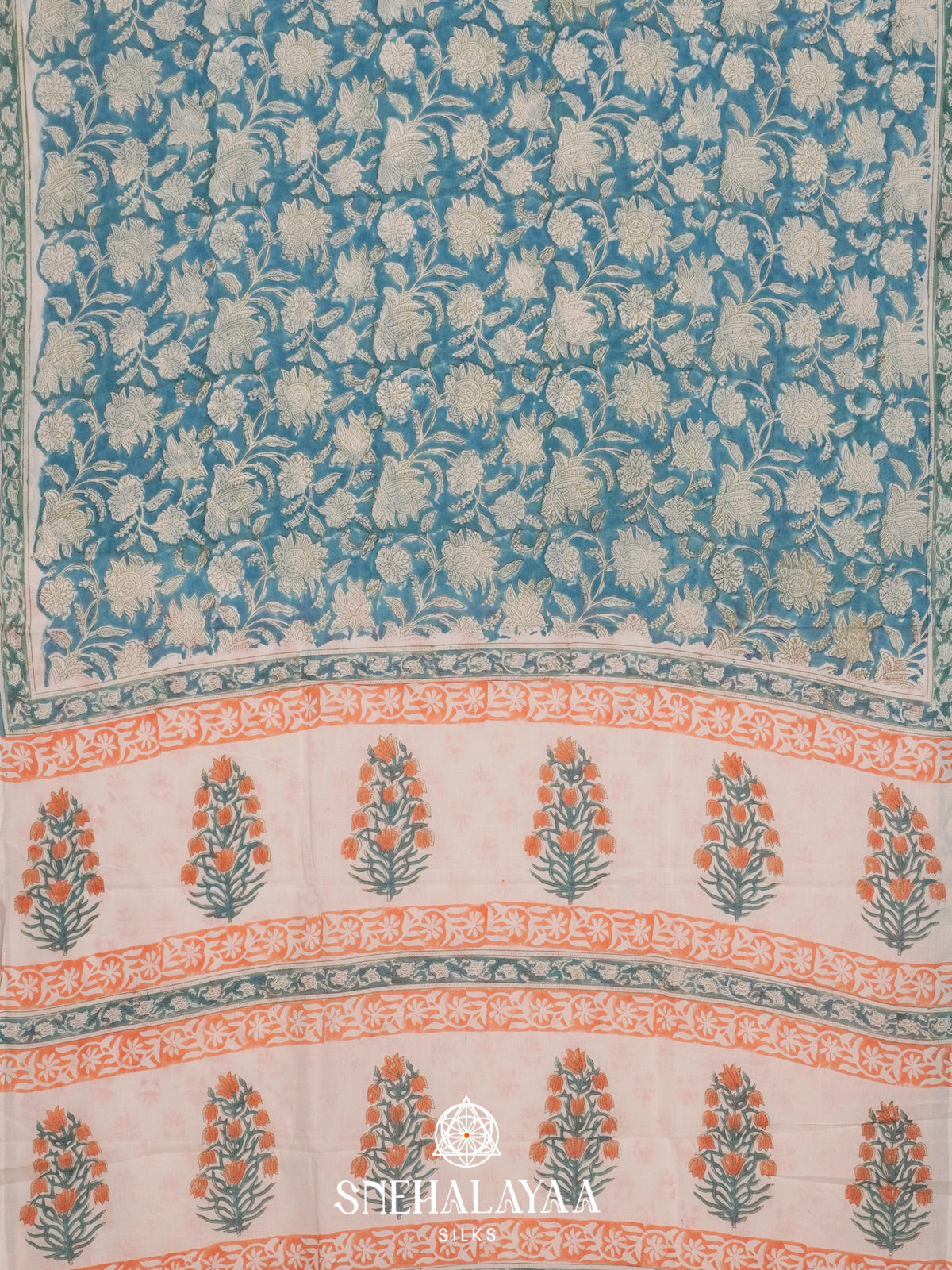Blue Jaipur Cotton Saree