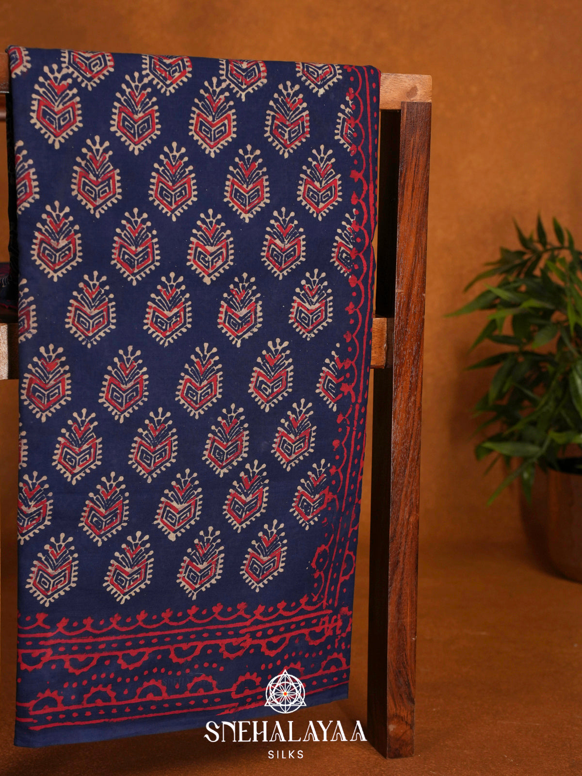 Navy Blue Jaipur Cotton Saree