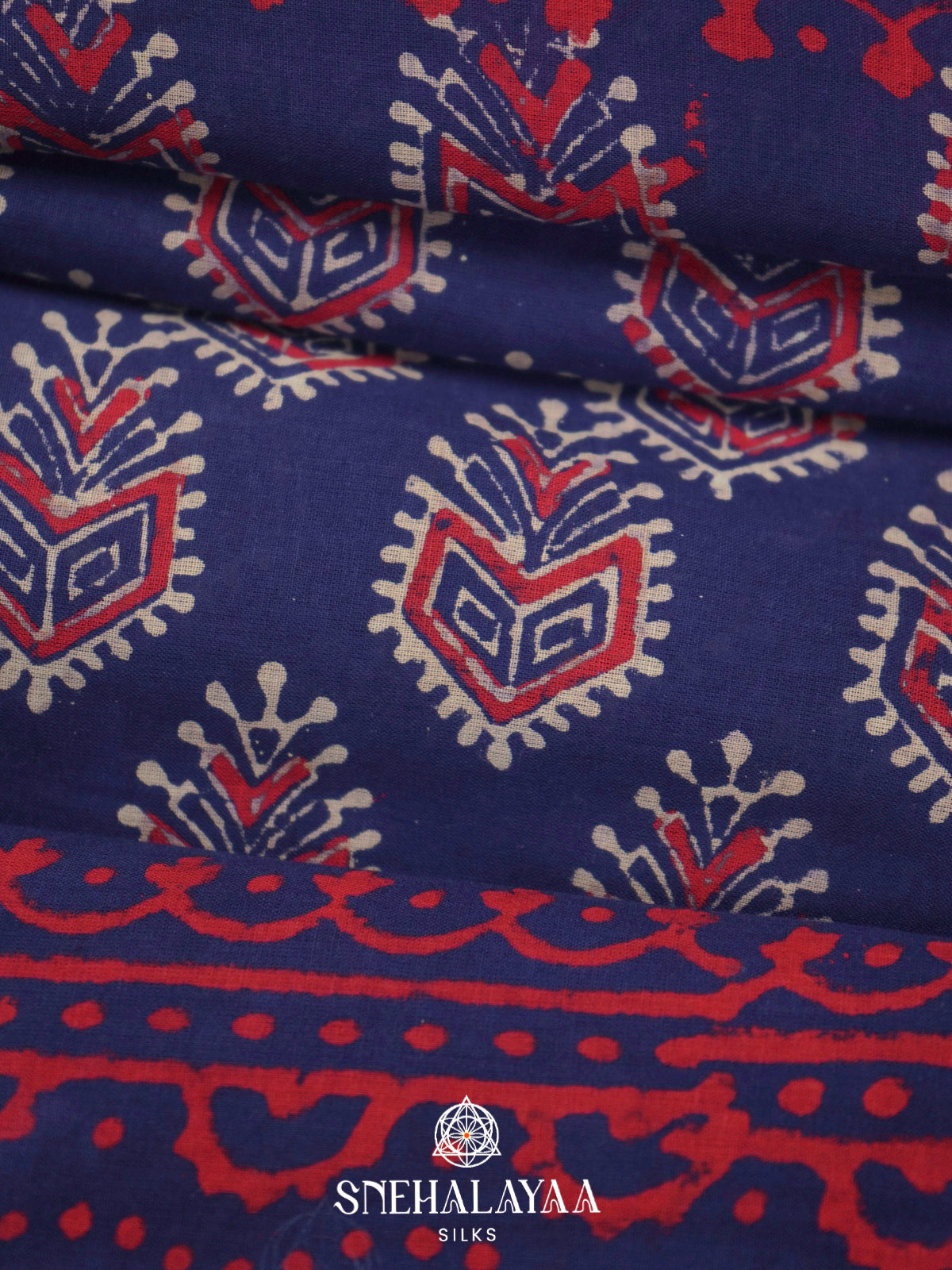 Navy Blue Jaipur Cotton Saree