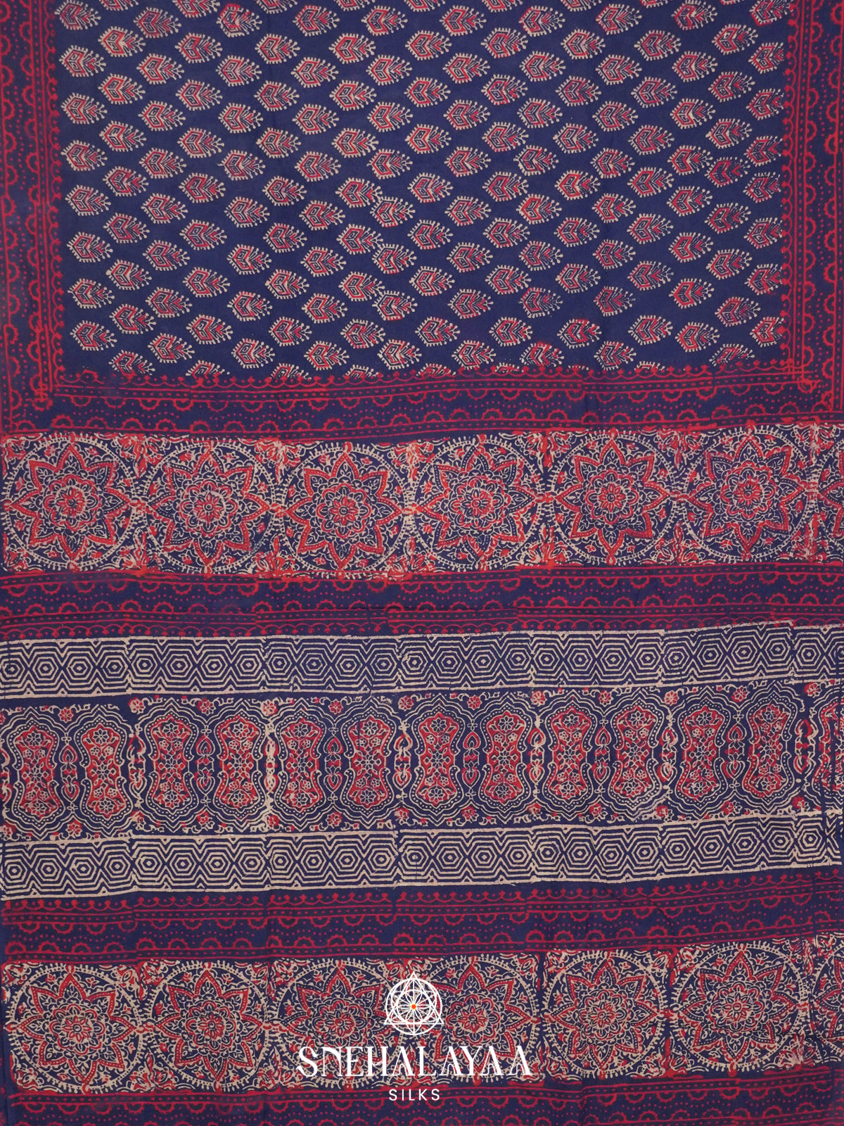 Navy Blue Jaipur Cotton Saree