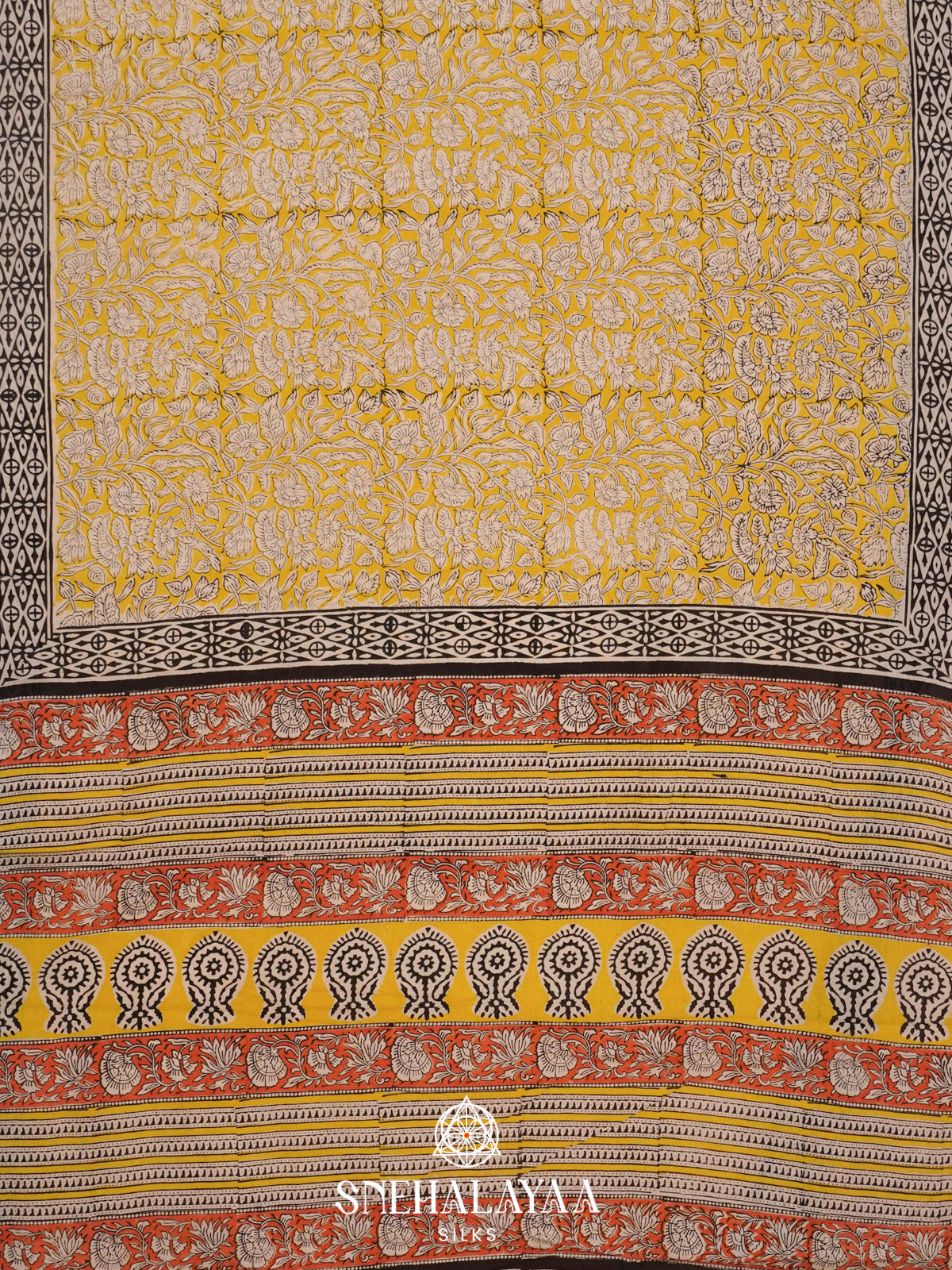 Yellow Jaipur Cotton Saree