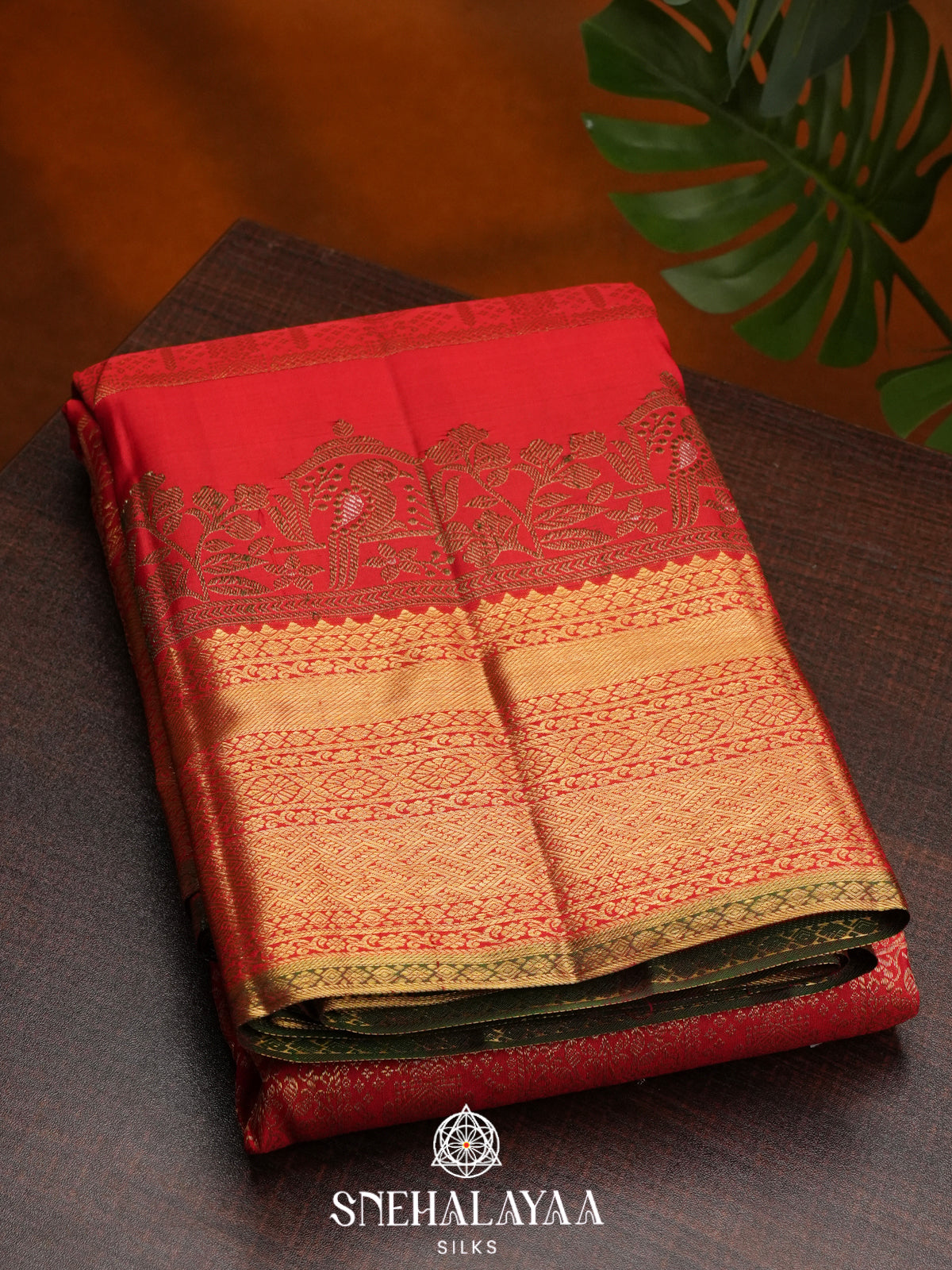 Ruby Red Kanjivaram Silk Saree