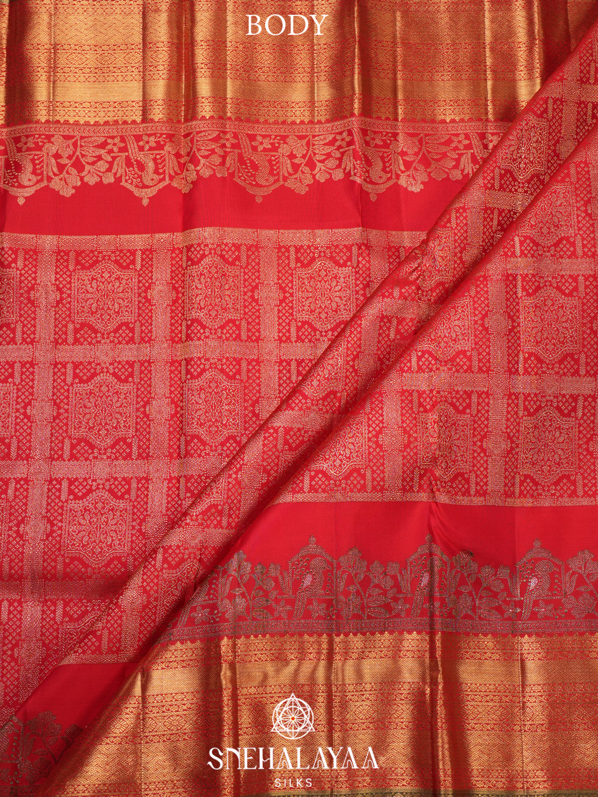 Ruby Red Kanjivaram Silk Saree