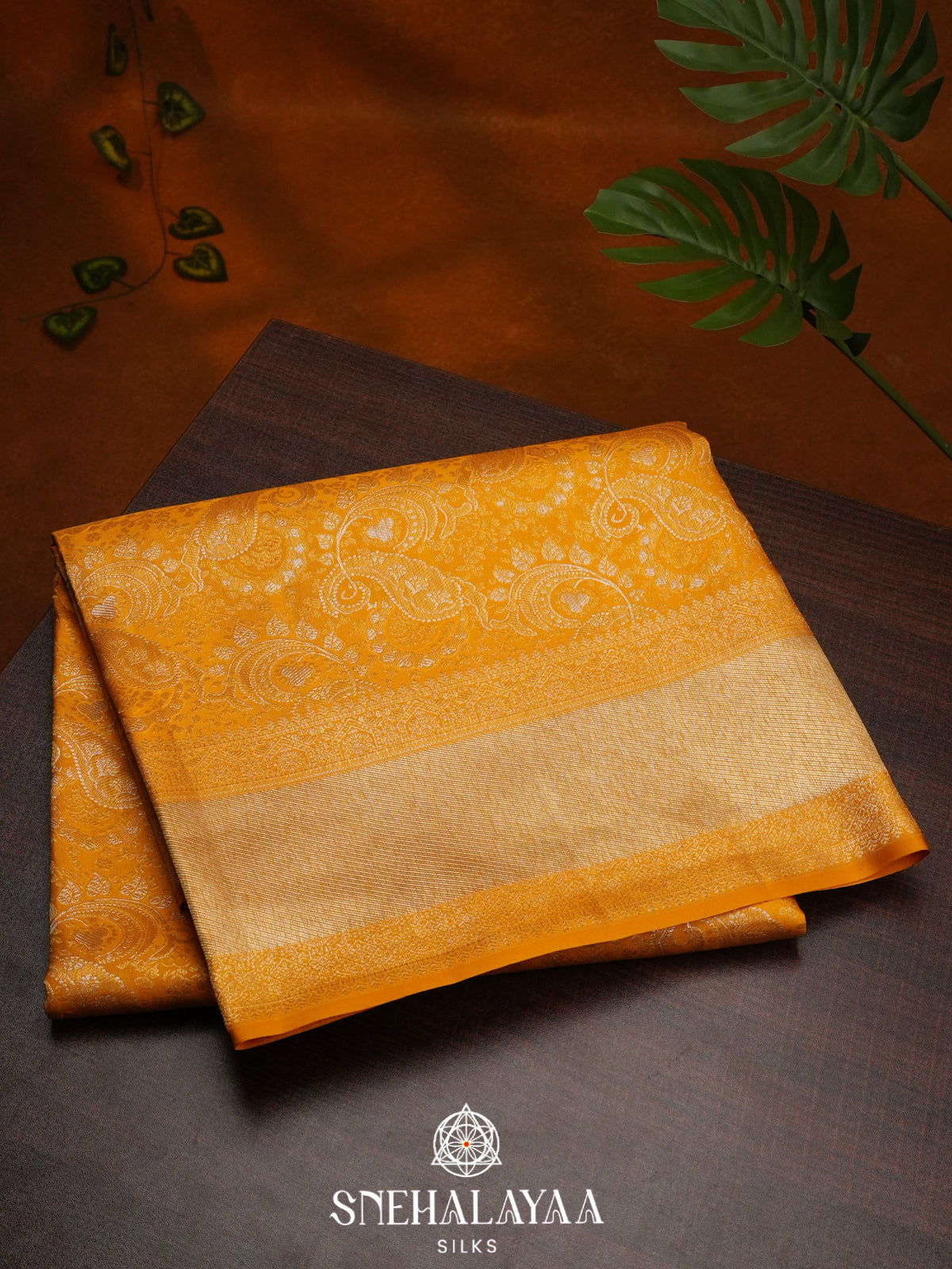 Mango Yellow Tissue Kanjivaram Silk Saree