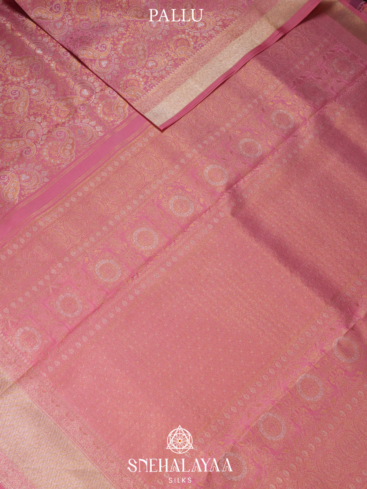 Baby Pink Tissue Kanjivaram Silk Saree