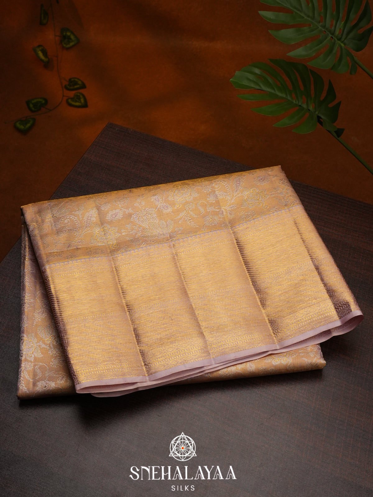 Rose Pink Tissue Kanjivaram Silk Saree