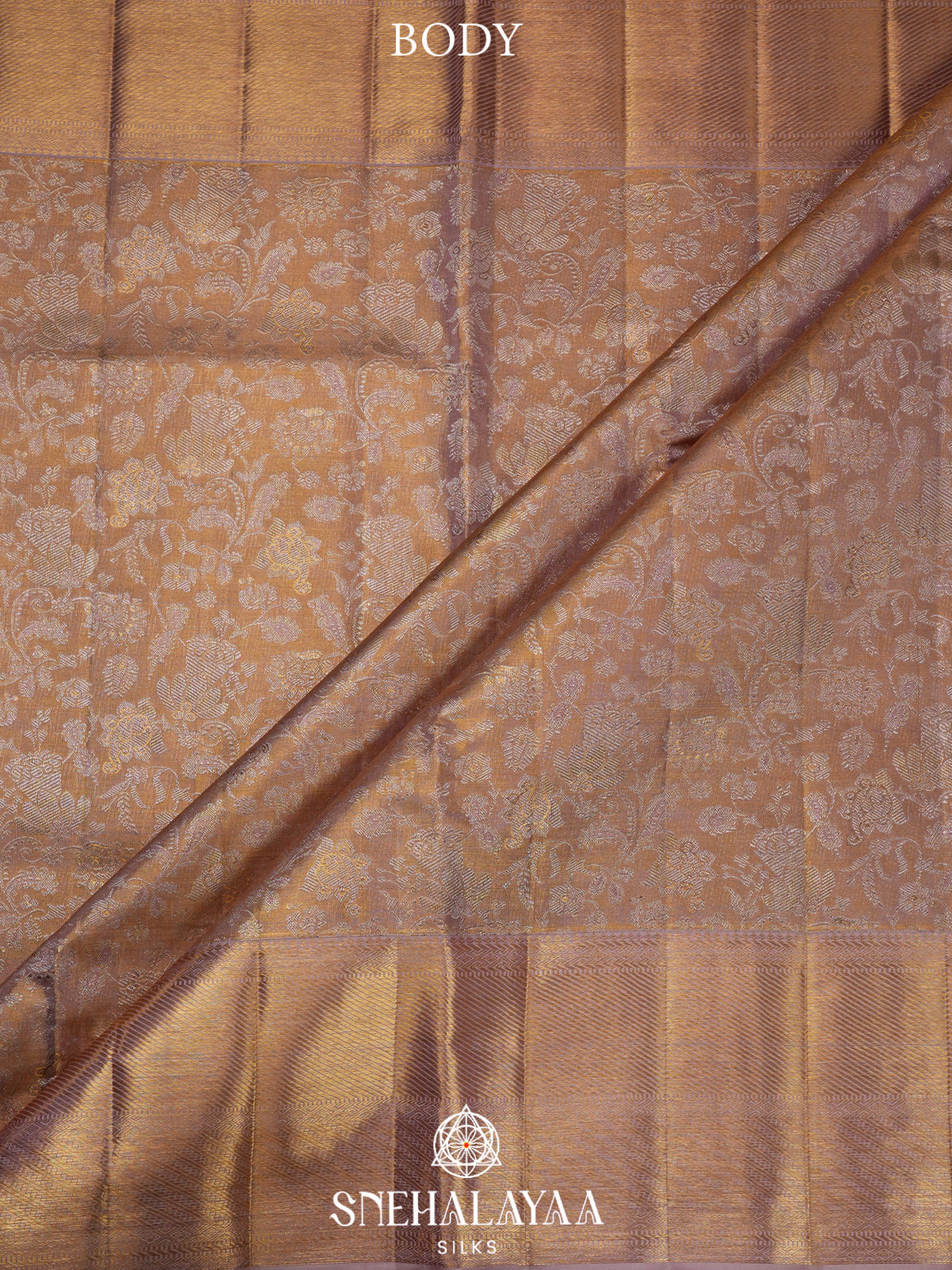 Rose Pink Tissue Kanjivaram Silk Saree