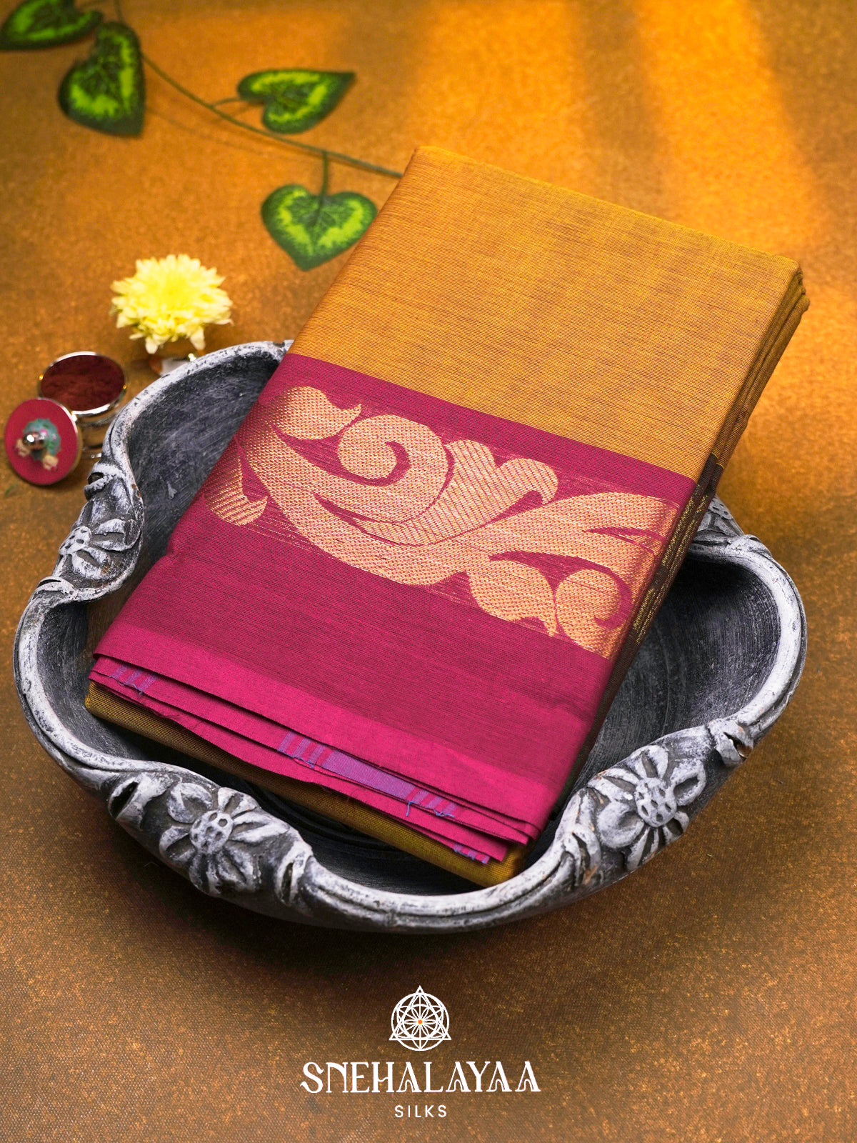 Mango Yellow Chettinad Cotton Saree
