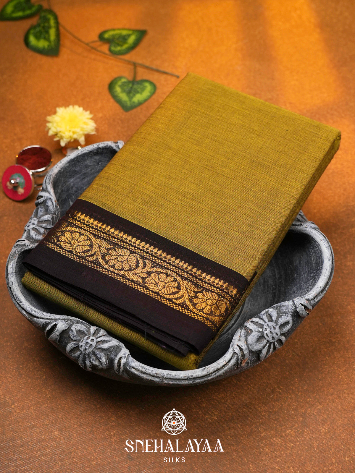 Mahendi Green Chettinad Cotton Saree