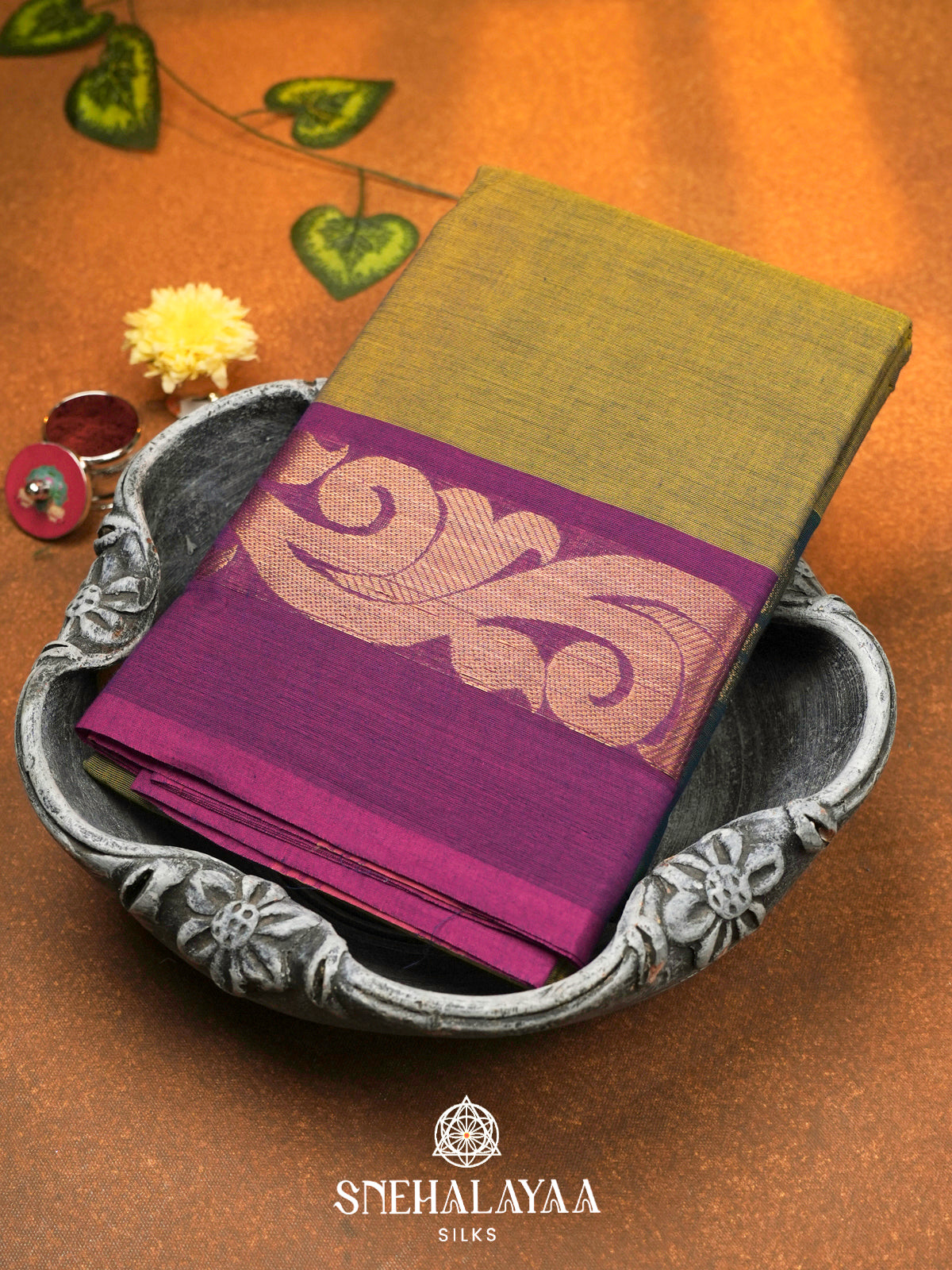 Mahendi Green Chettinad Cotton Saree