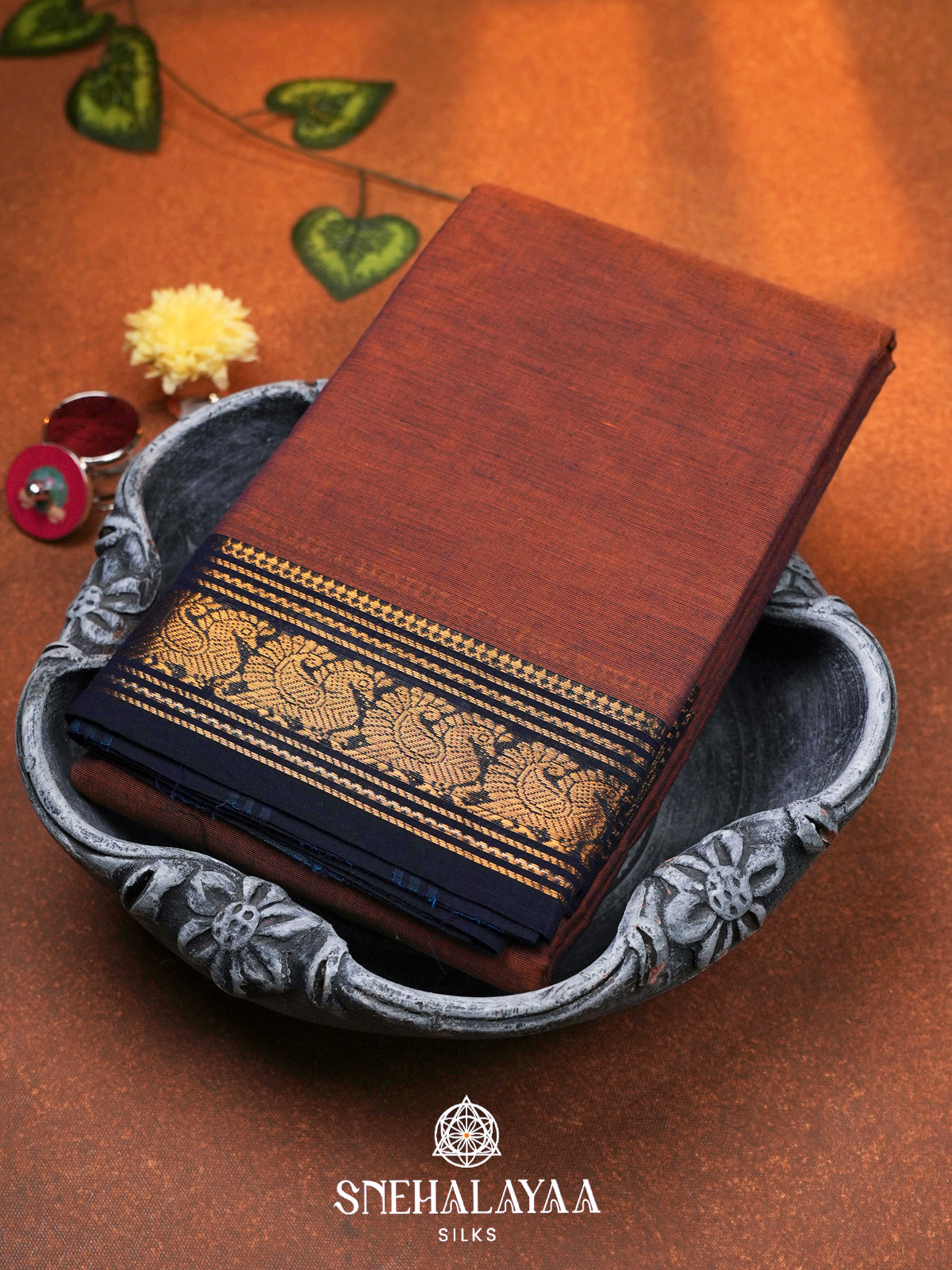Brown Chettinad Cotton Saree