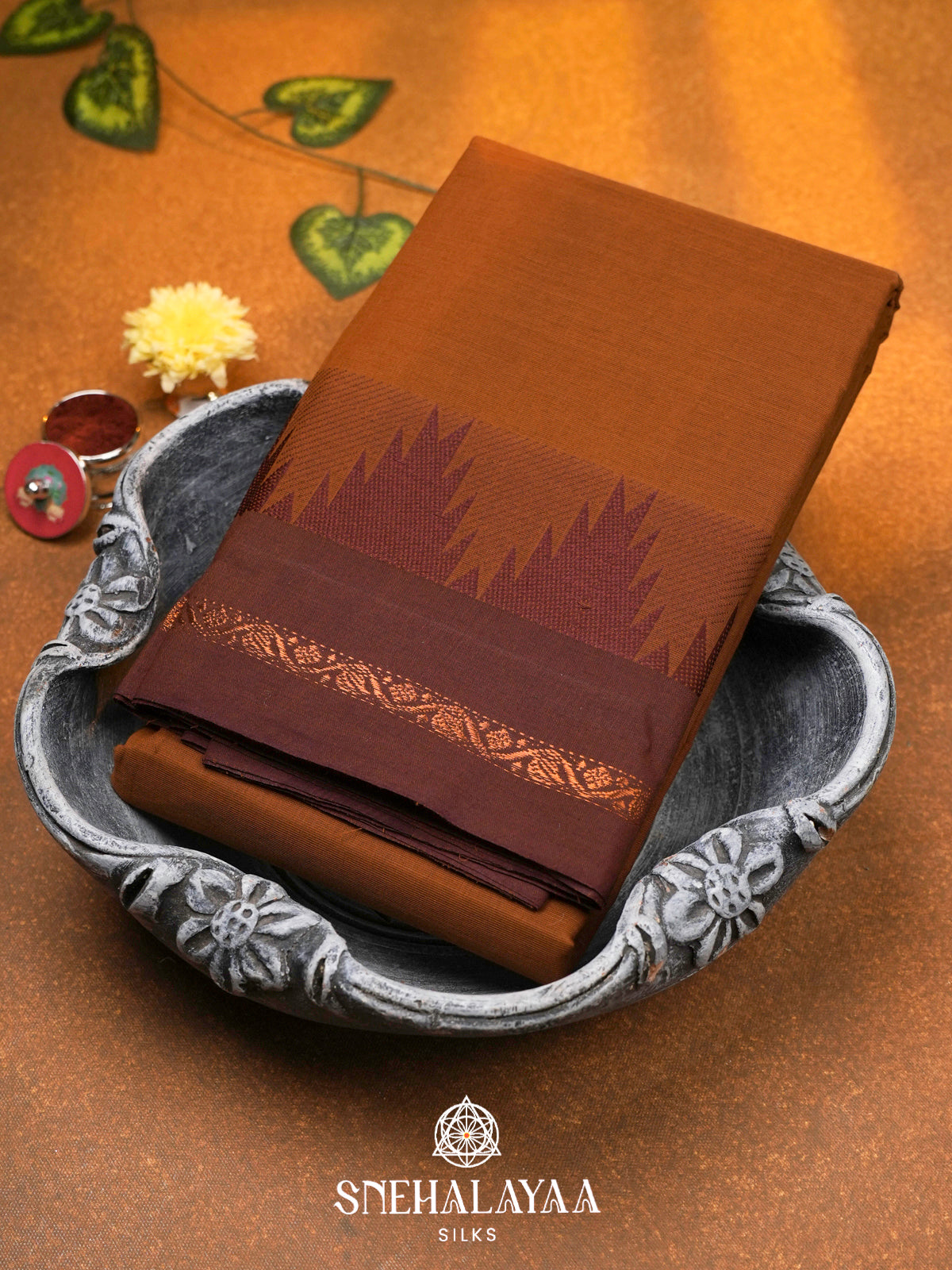 Brown Chettinad Cotton Saree