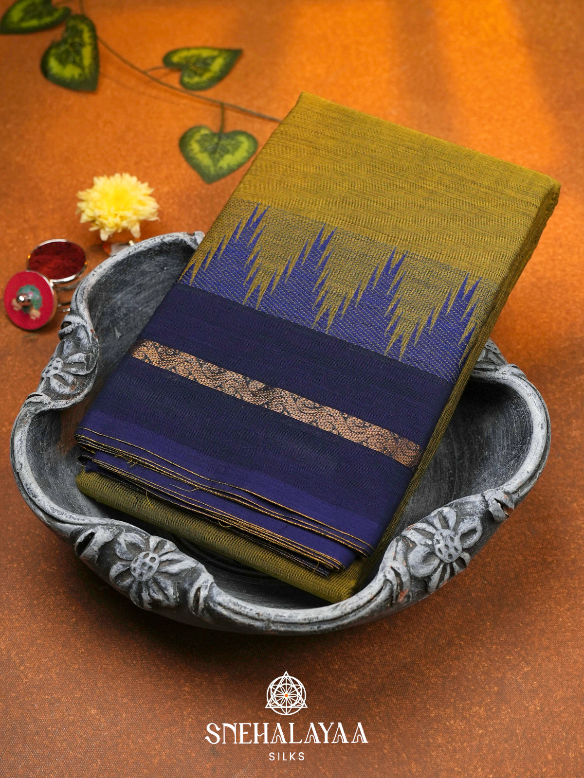 Mahendi Green Chettinad Cotton Saree