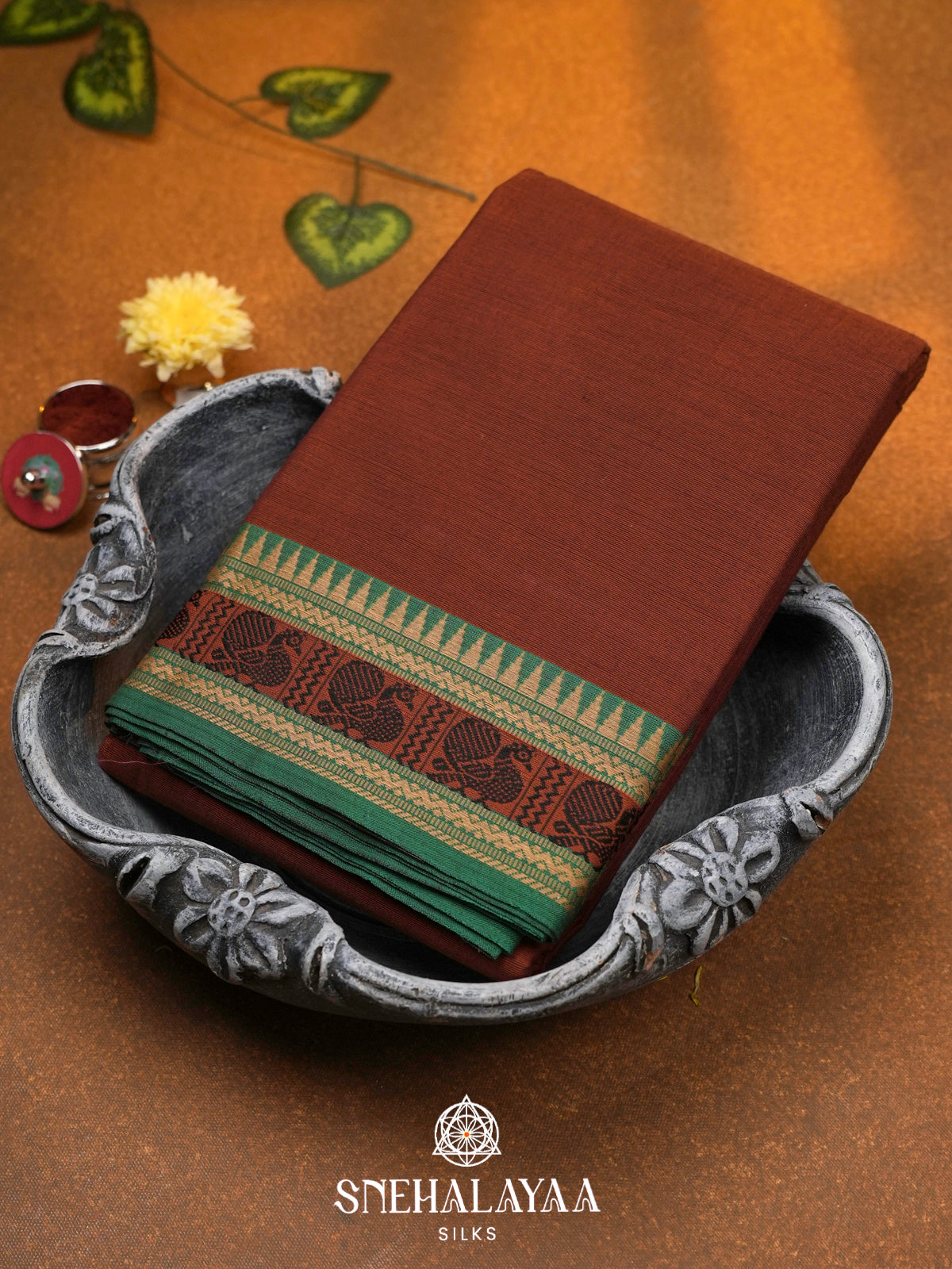 Maroon Chettinad Cotton Saree