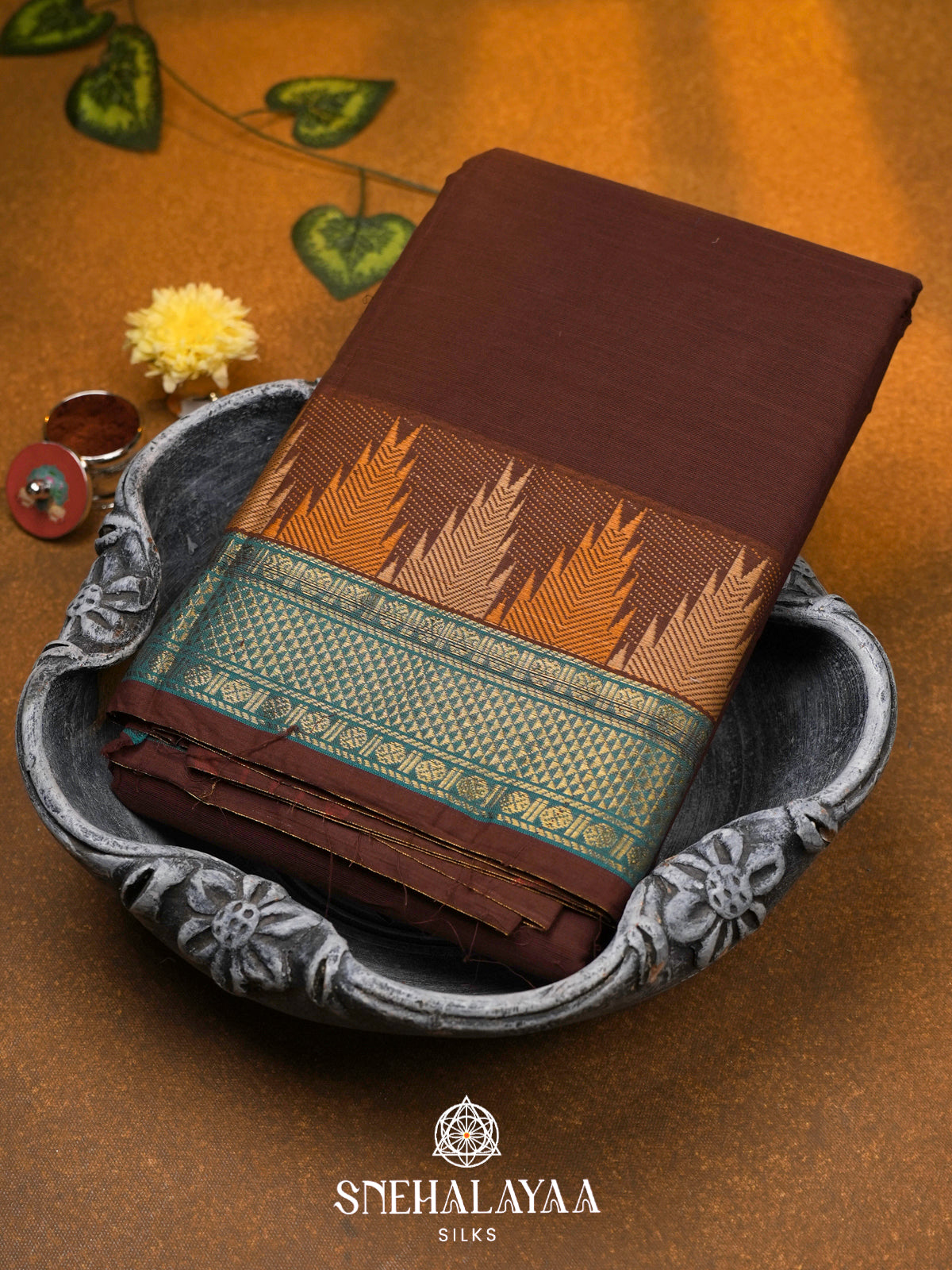 Brown Chettinad Cotton Saree