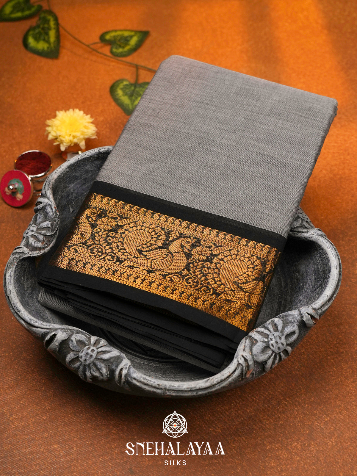 Grey Chettinad Cotton Saree