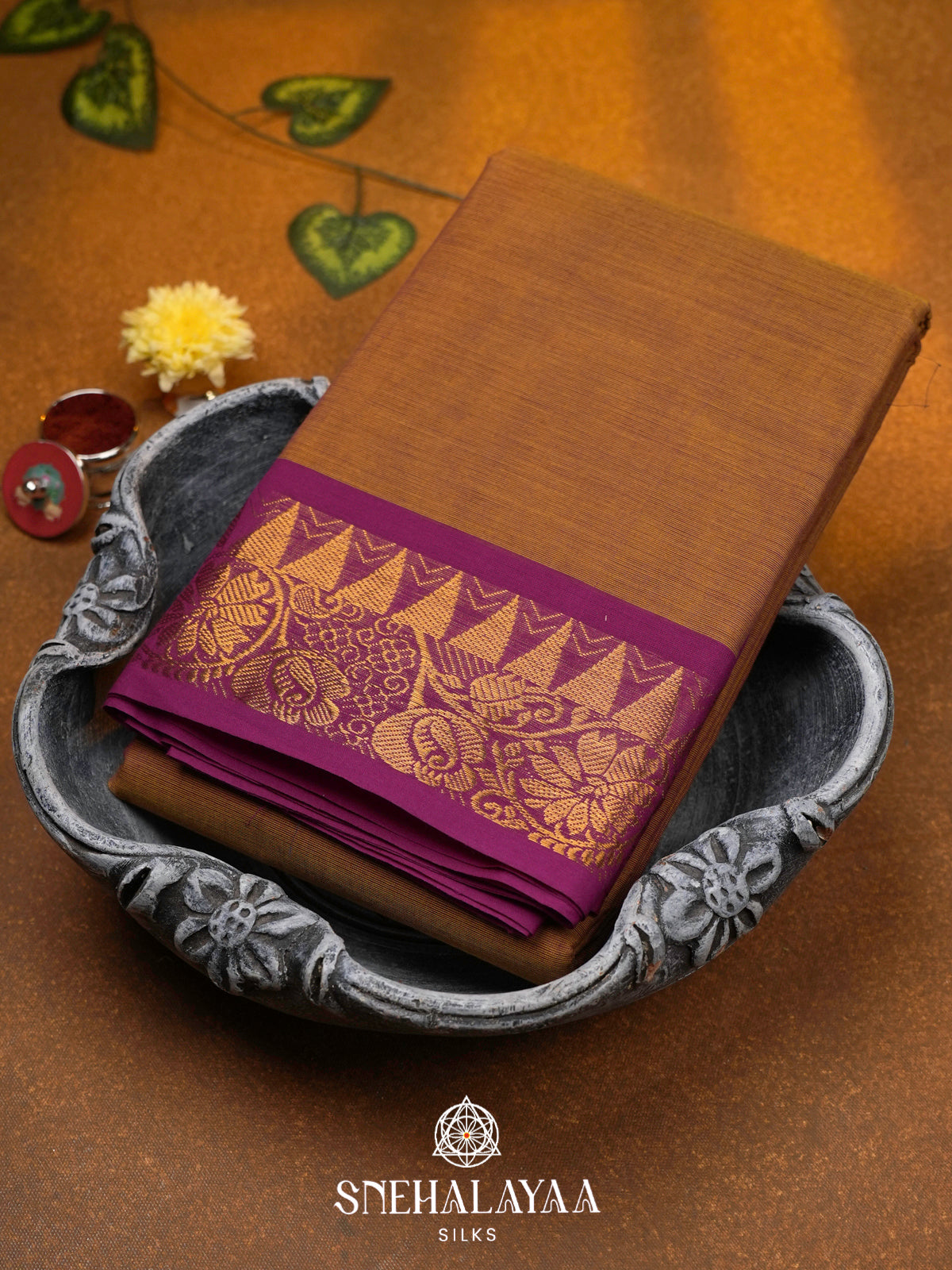 Mustard Chettinad Cotton Saree