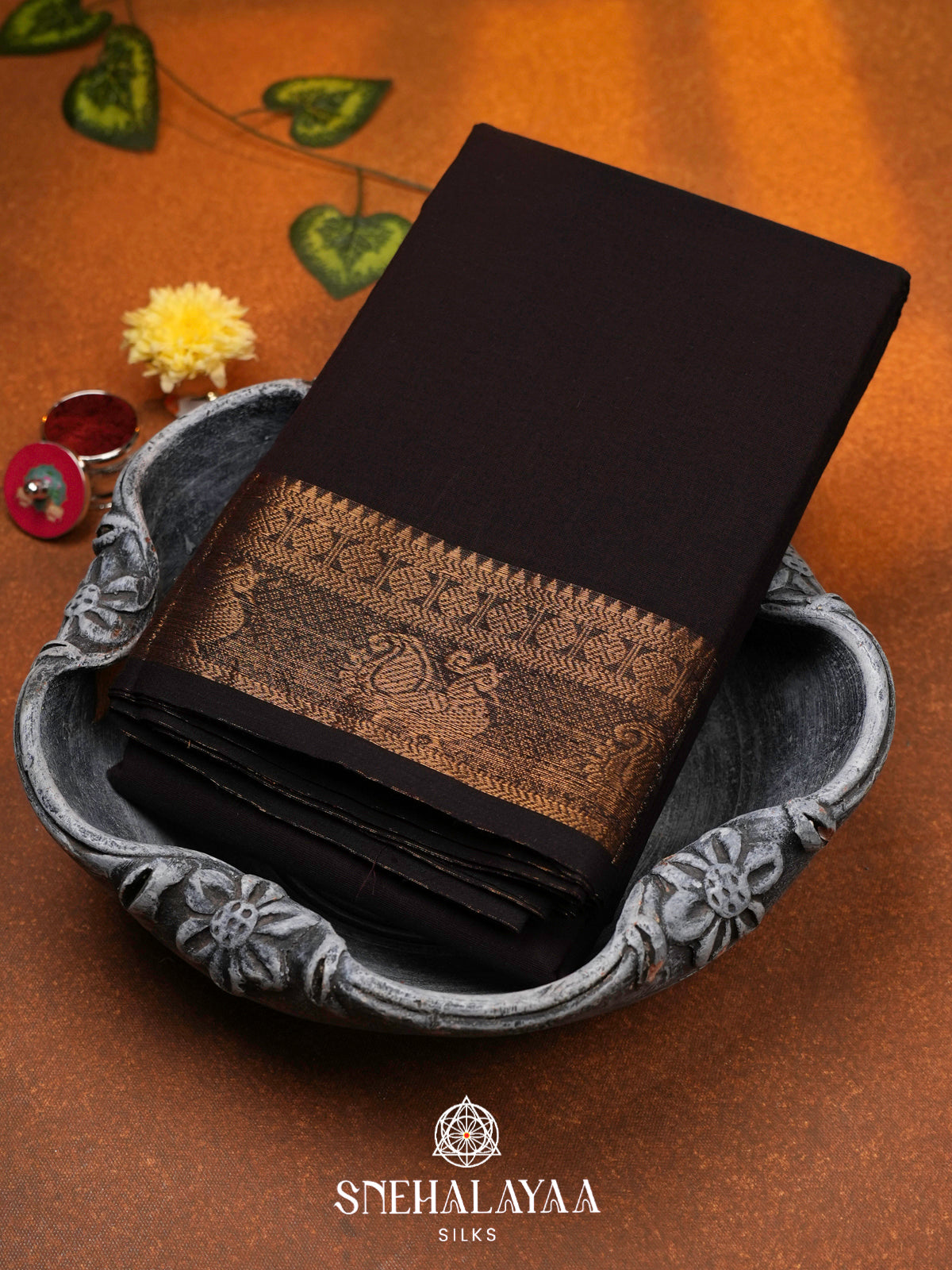 Coffee Brown Chettinad Cotton Saree
